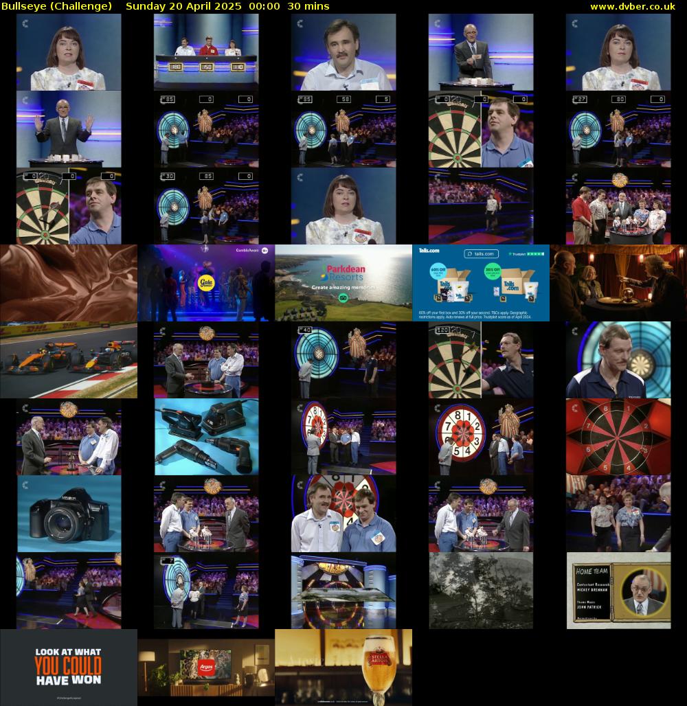 Bullseye (Challenge) Sunday 20 April 2025 00:00 - 00:30