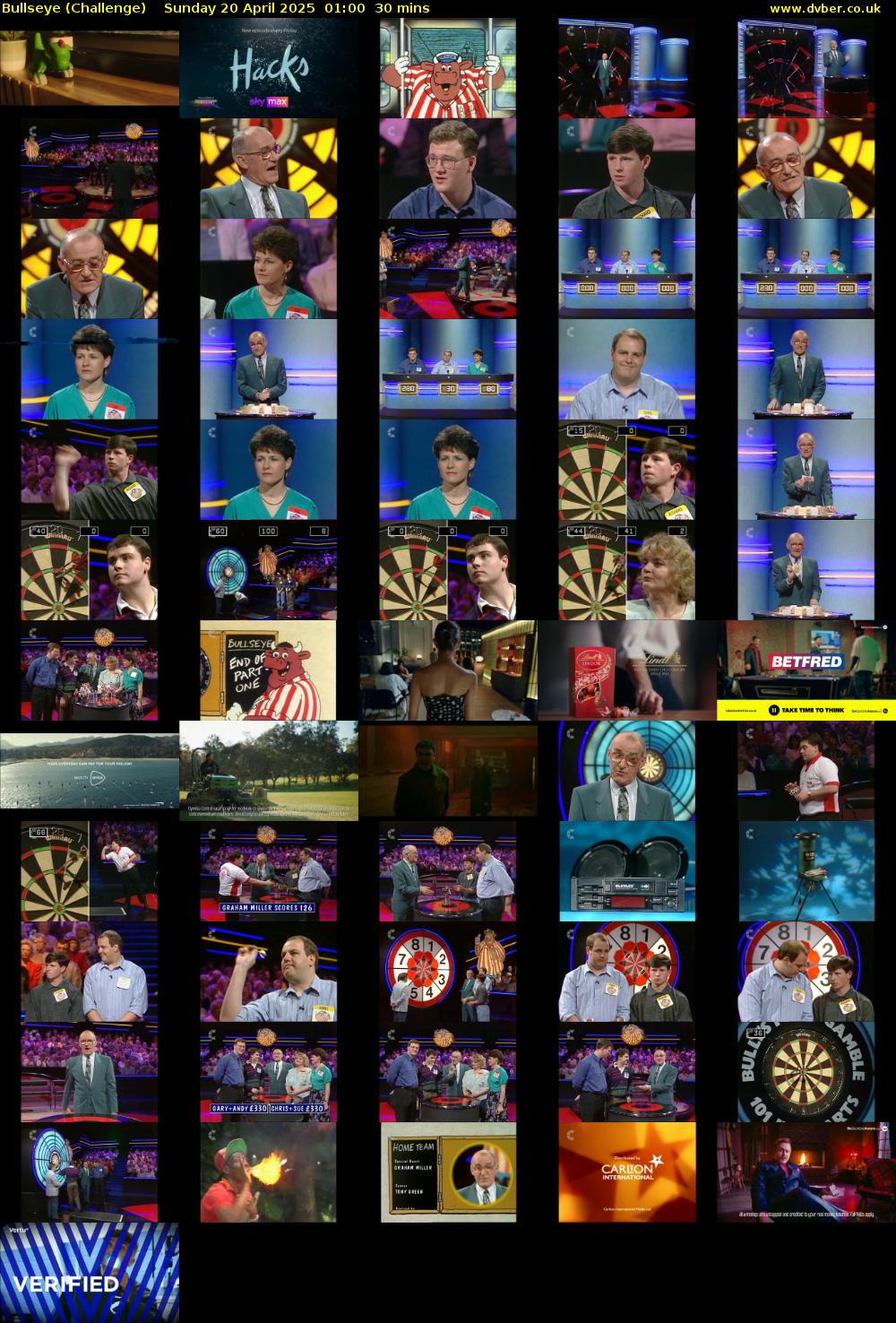 Bullseye (Challenge) Sunday 20 April 2025 01:00 - 01:30