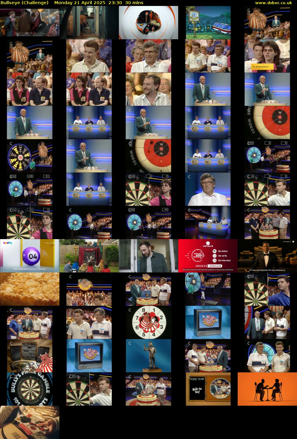 Bullseye (Challenge) Monday 21 April 2025 23:30 - 00:00