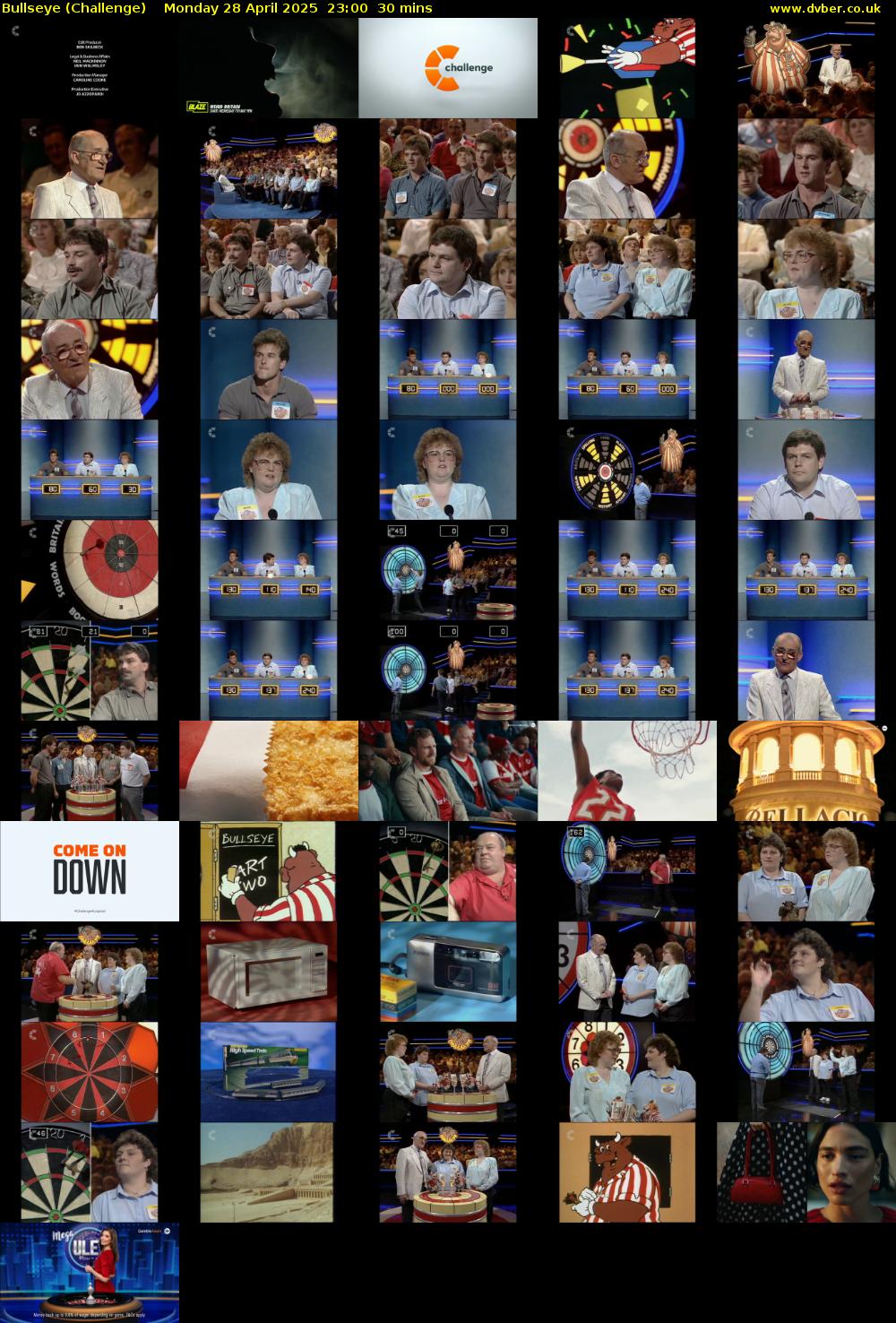 Bullseye (Challenge) Monday 28 April 2025 23:00 - 23:30