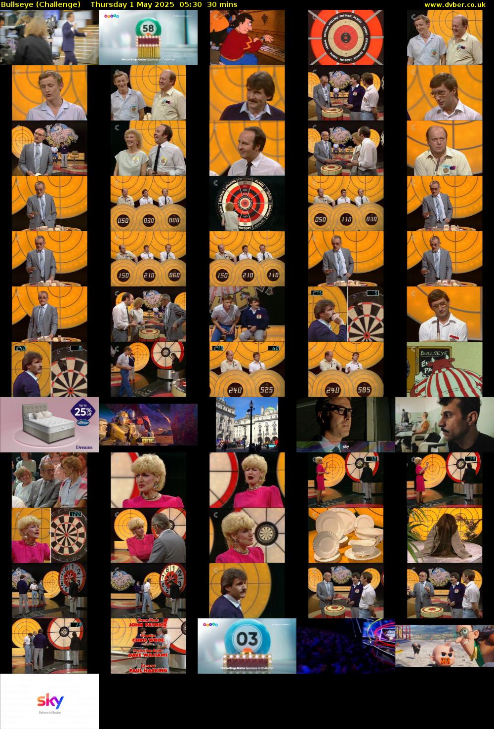 Bullseye (Challenge) Thursday 1 May 2025 05:30 - 06:00