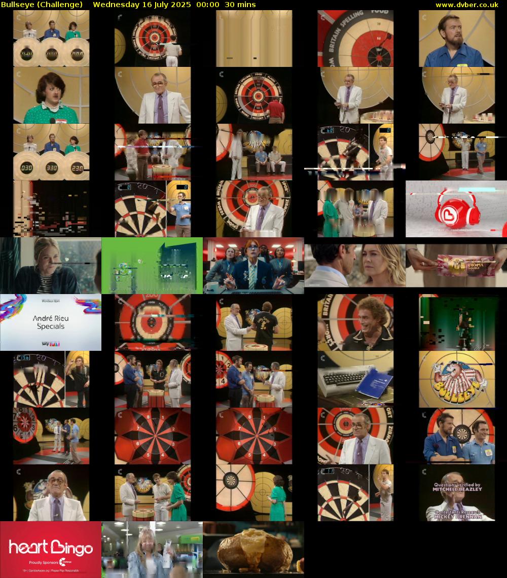 Bullseye (Challenge) Wednesday 16 July 2025 00:00 - 00:30