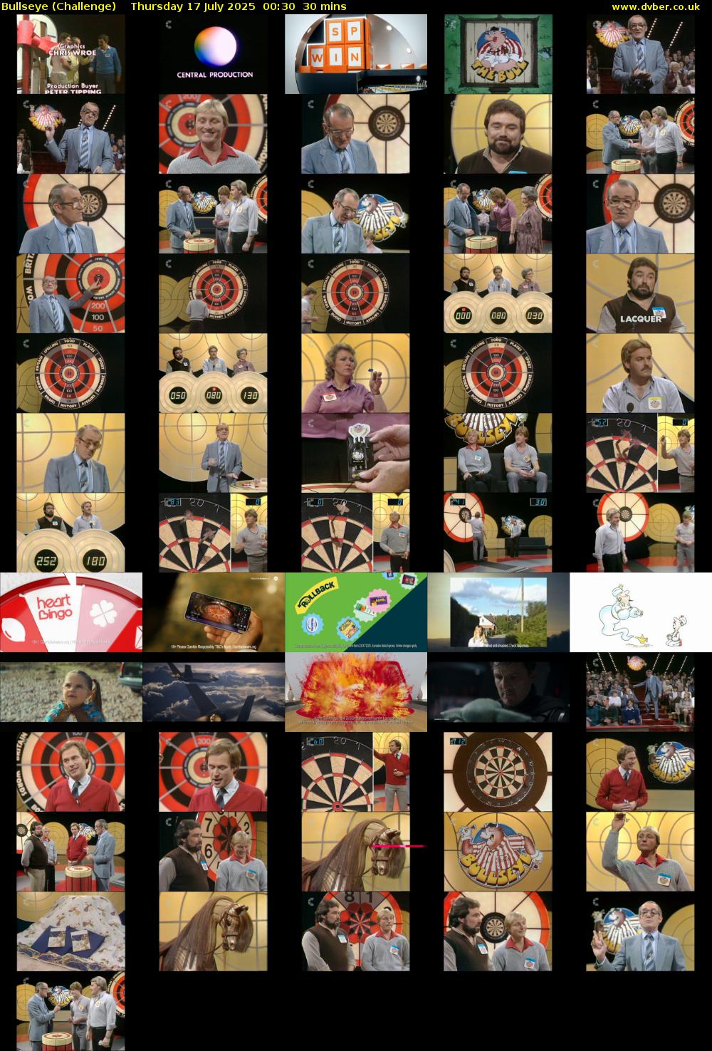 Bullseye (Challenge) Thursday 17 July 2025 00:30 - 01:00