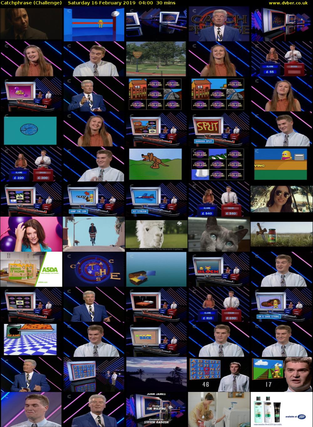 Catchphrase (Challenge) Saturday 16 February 2019 04:00 - 04:30