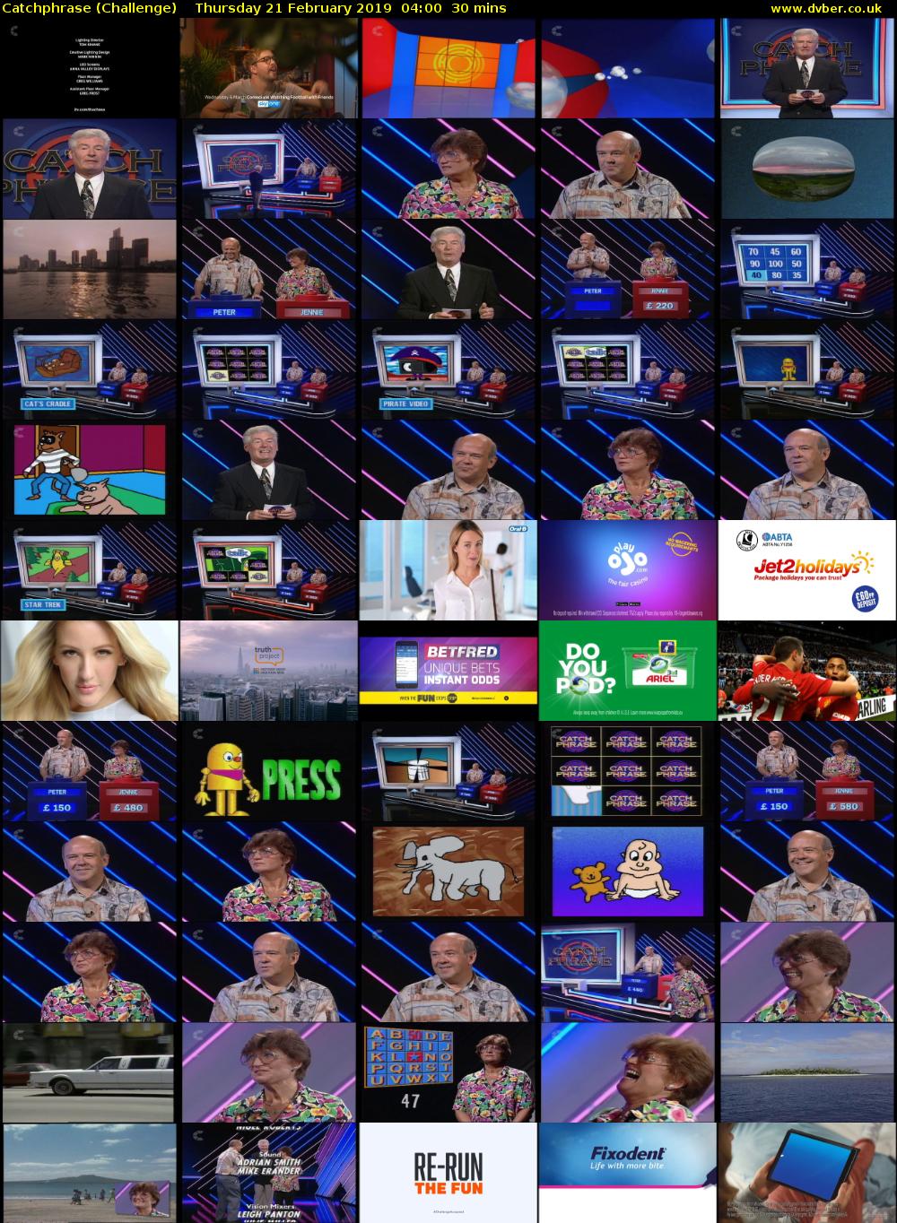 Catchphrase (Challenge) Thursday 21 February 2019 04:00 - 04:30