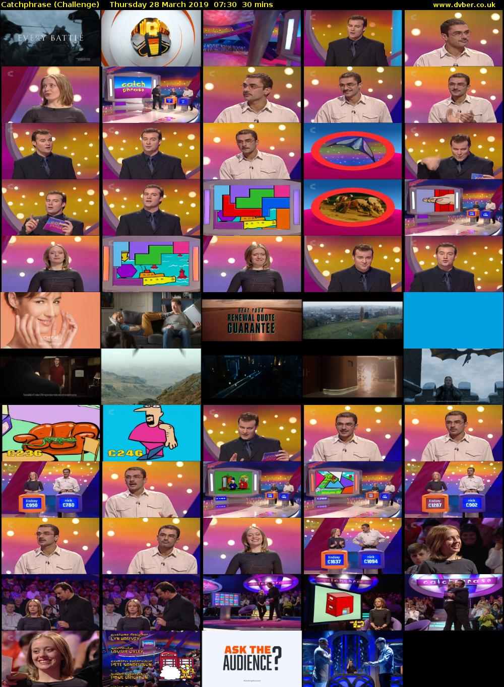 Catchphrase (Challenge) Thursday 28 March 2019 07:30 - 08:00