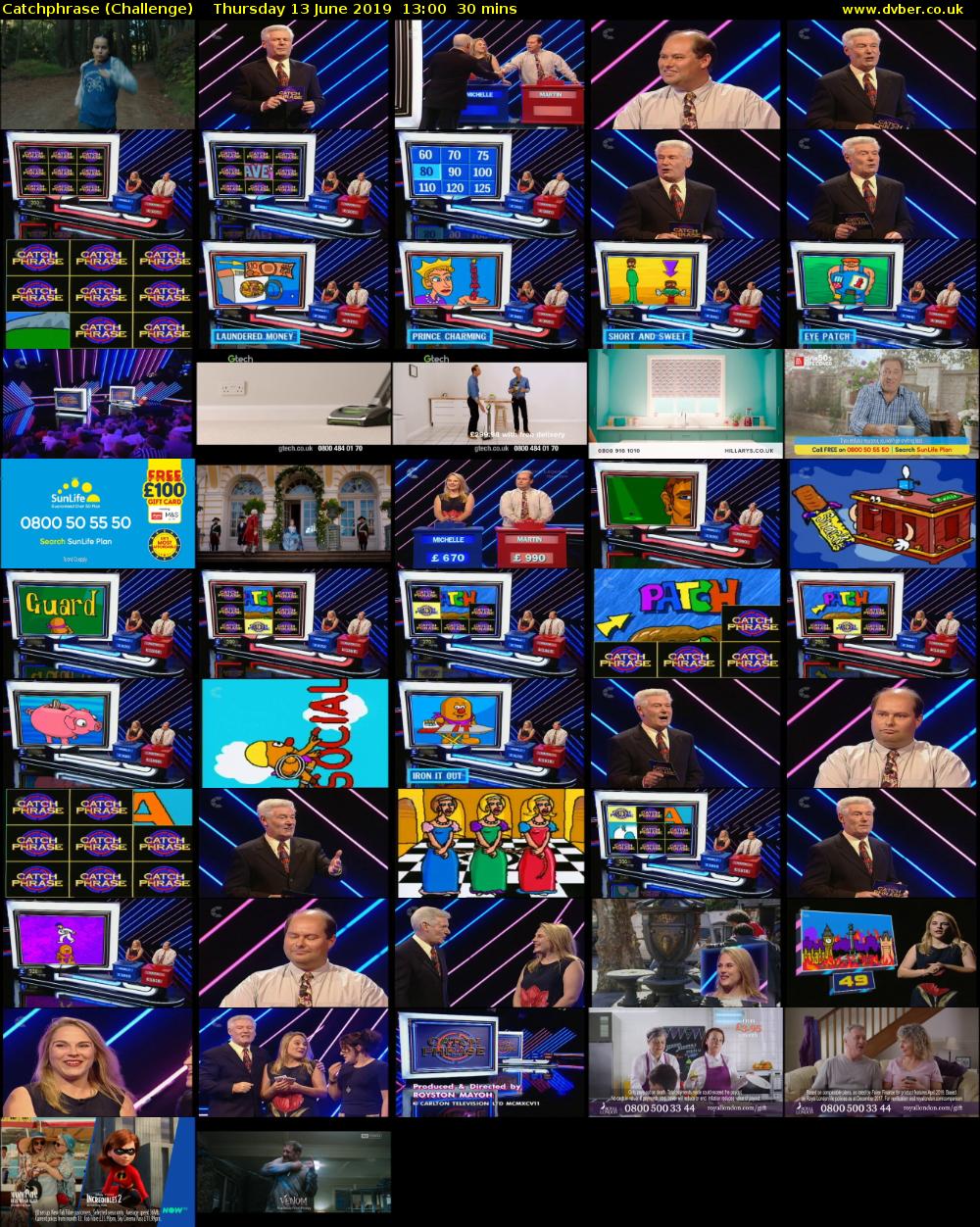 Catchphrase (Challenge) Thursday 13 June 2019 13:00 - 13:30