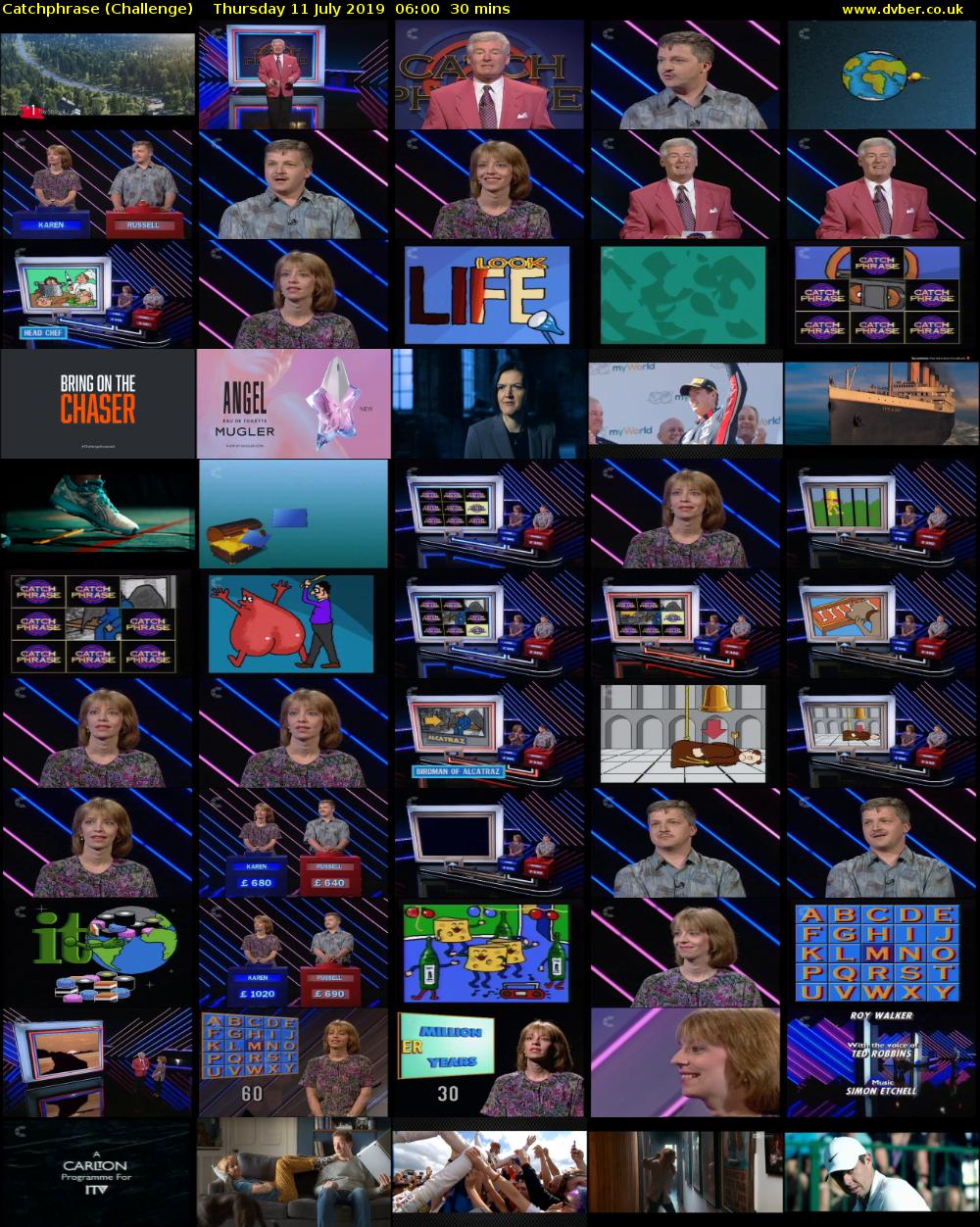 Catchphrase (Challenge) Thursday 11 July 2019 06:00 - 06:30
