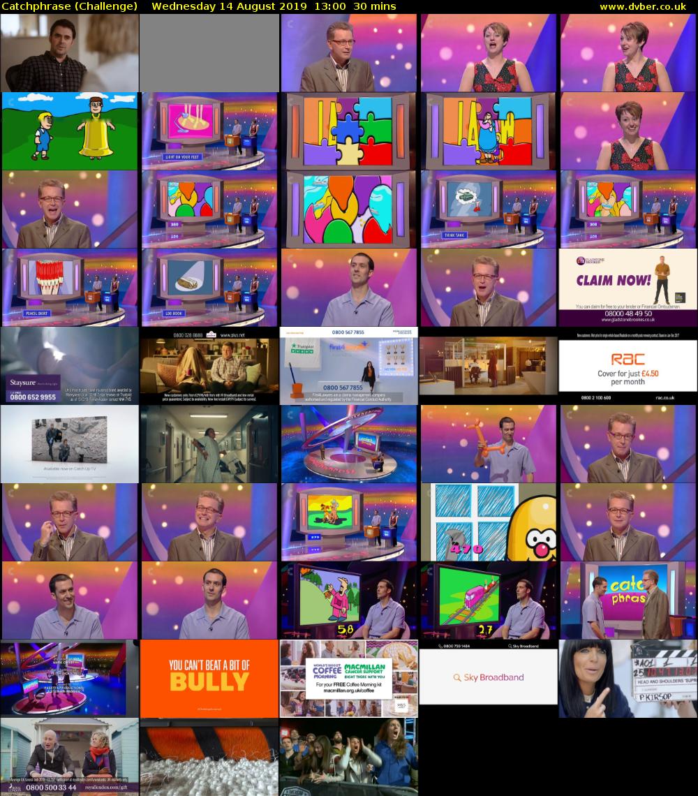 Catchphrase (Challenge) Wednesday 14 August 2019 13:00 - 13:30