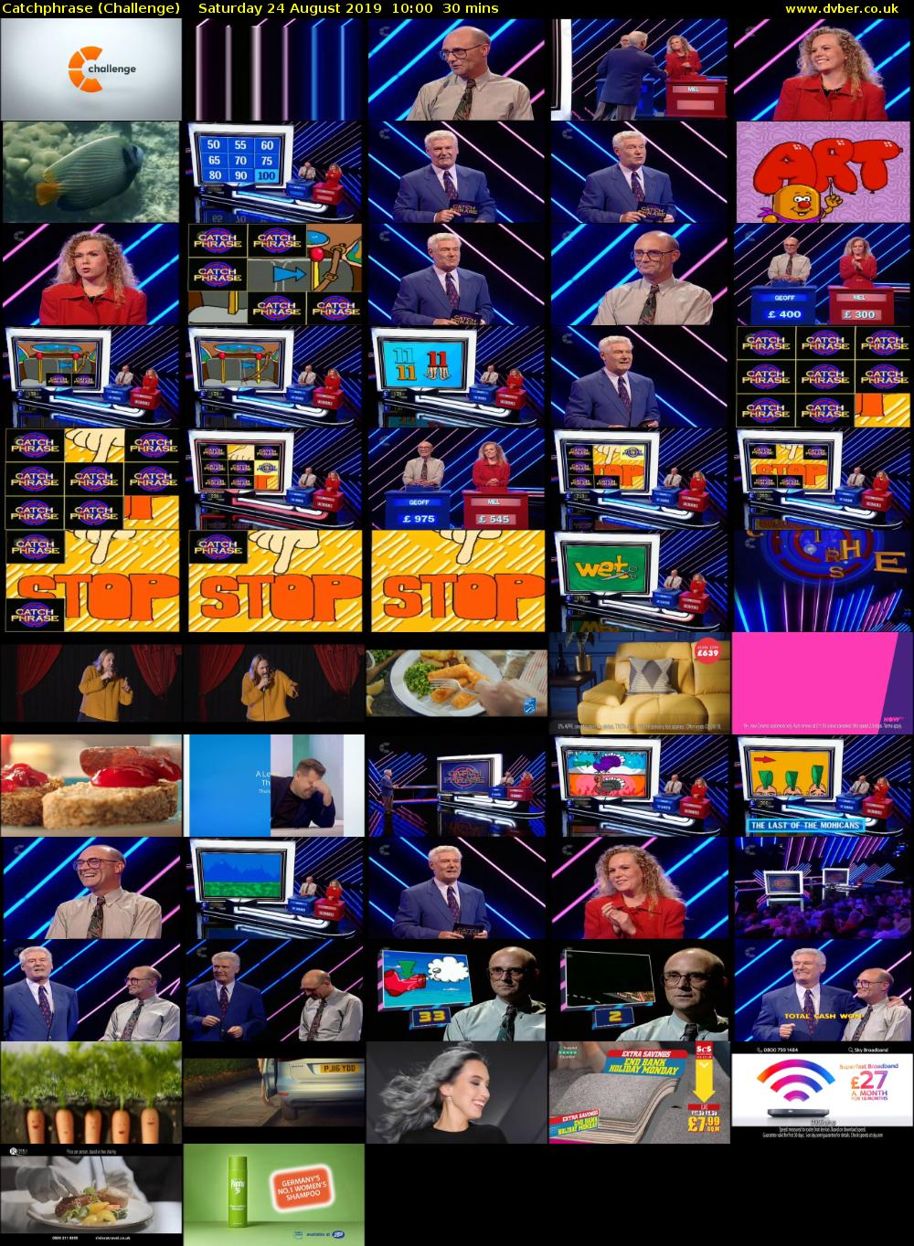 Catchphrase (Challenge) Saturday 24 August 2019 10:00 - 10:30