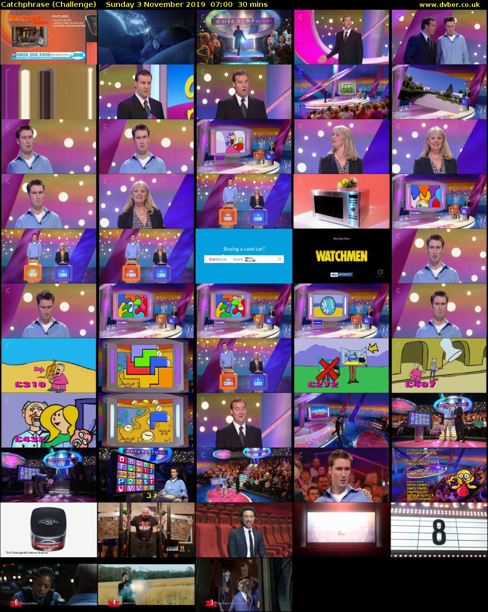 Catchphrase (Challenge) Sunday 3 November 2019 07:00 - 07:30