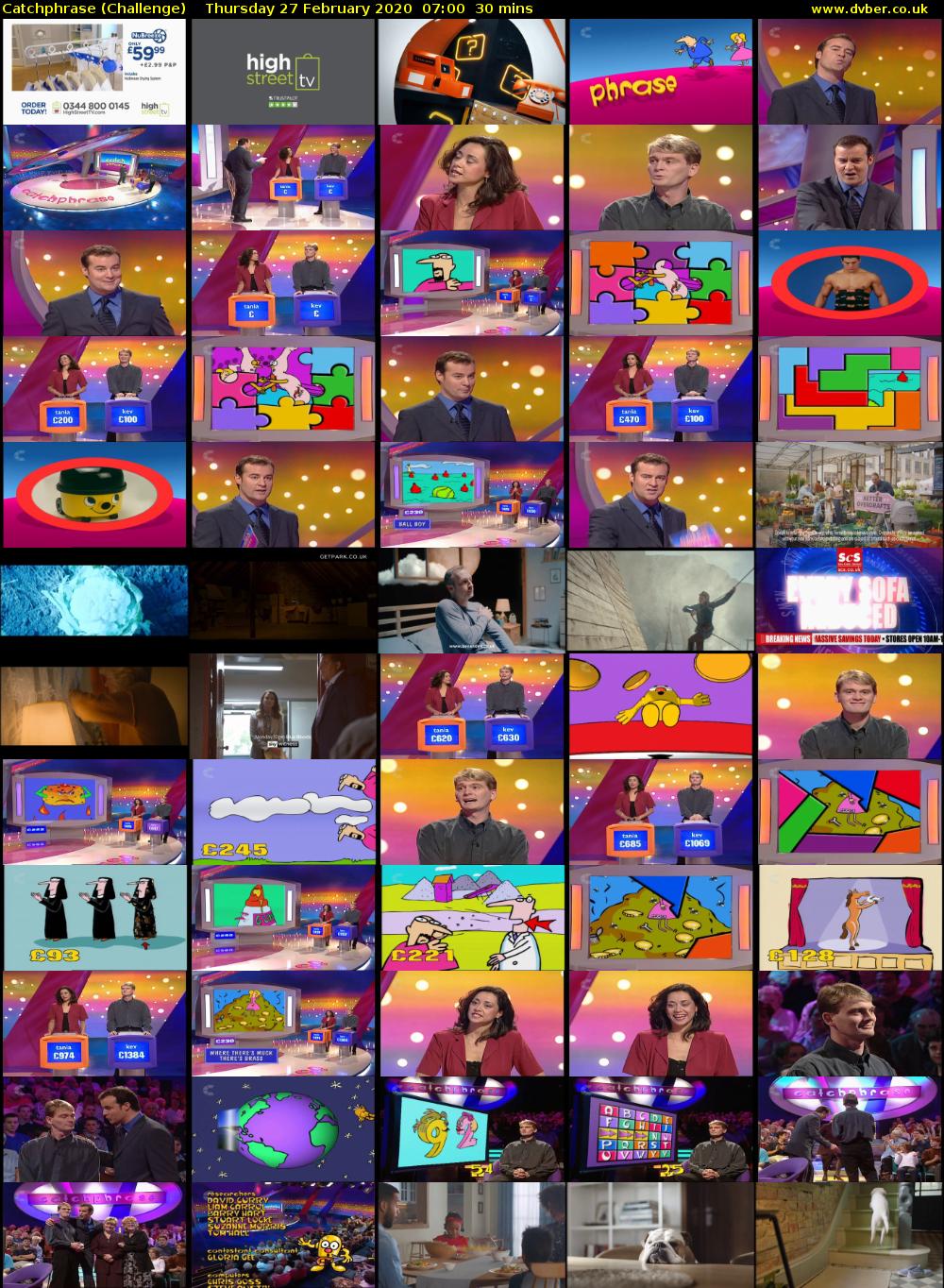 Catchphrase (Challenge) Thursday 27 February 2020 07:00 - 07:30