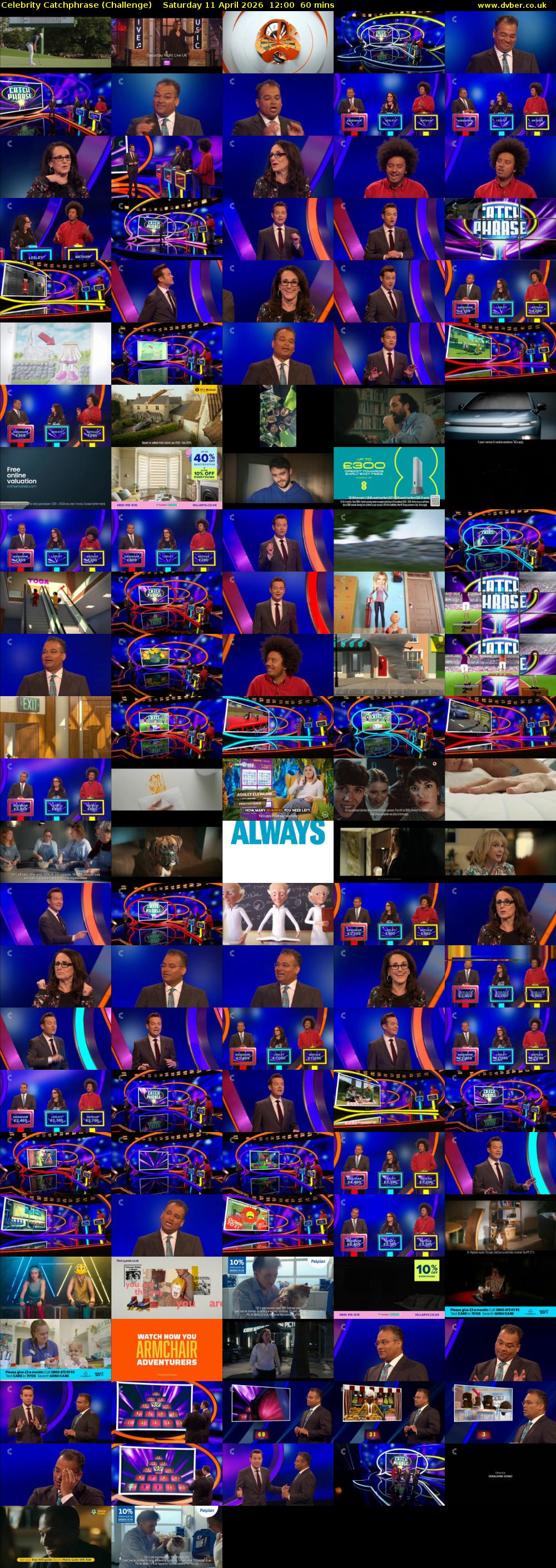 Celebrity Catchphrase (Challenge) Saturday 11 April 2026 12:00 - 13:00