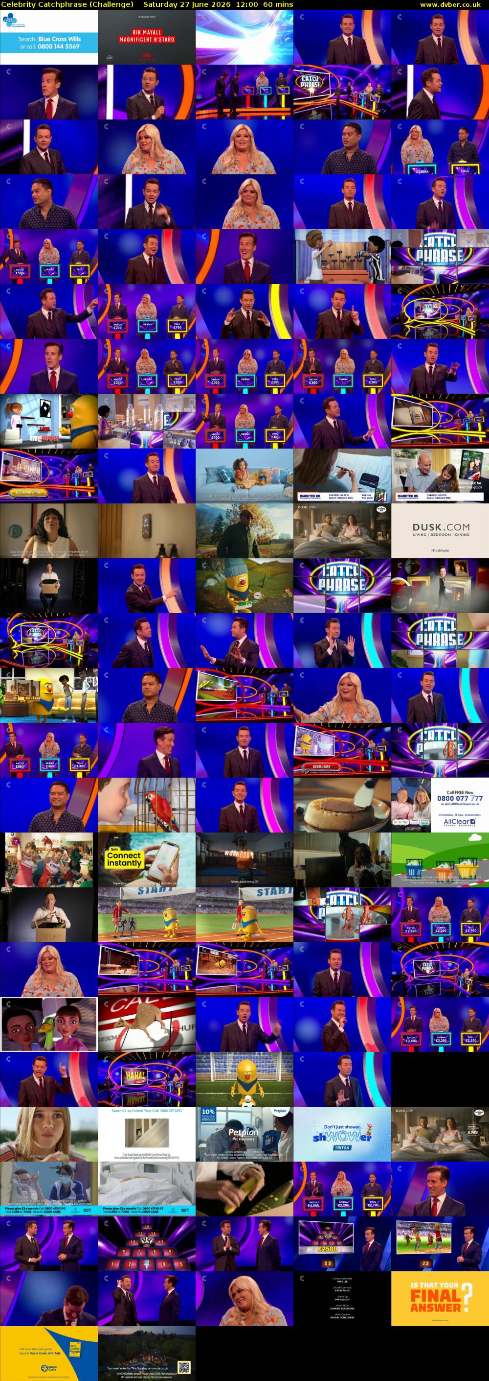 Celebrity Catchphrase (Challenge) Saturday 27 June 2026 12:00 - 13:00