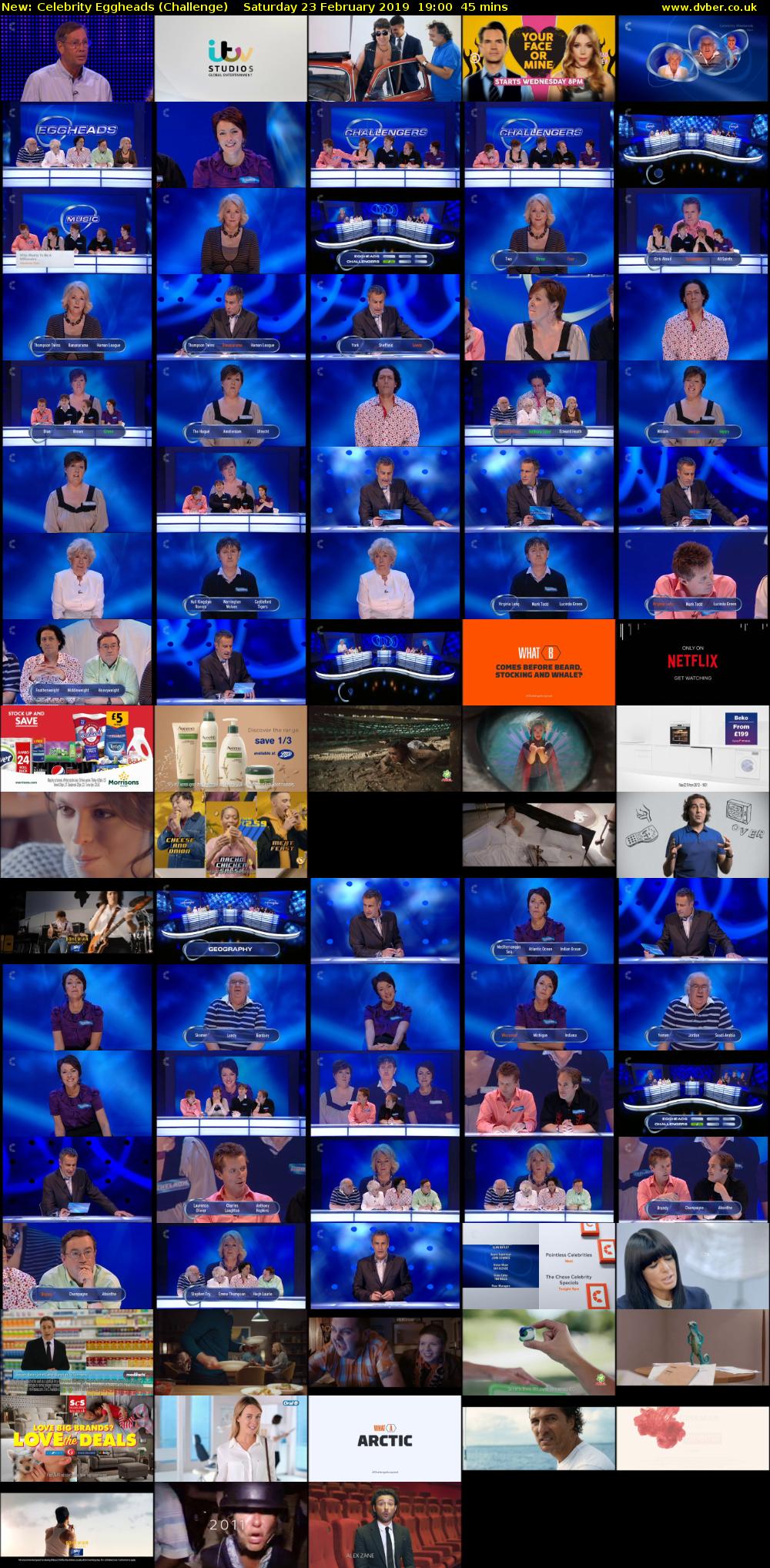 Celebrity Eggheads (Challenge) Saturday 23 February 2019 19:00 - 19:45