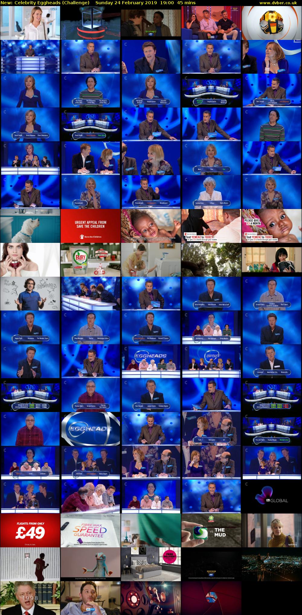 Celebrity Eggheads (Challenge) Sunday 24 February 2019 19:00 - 19:45