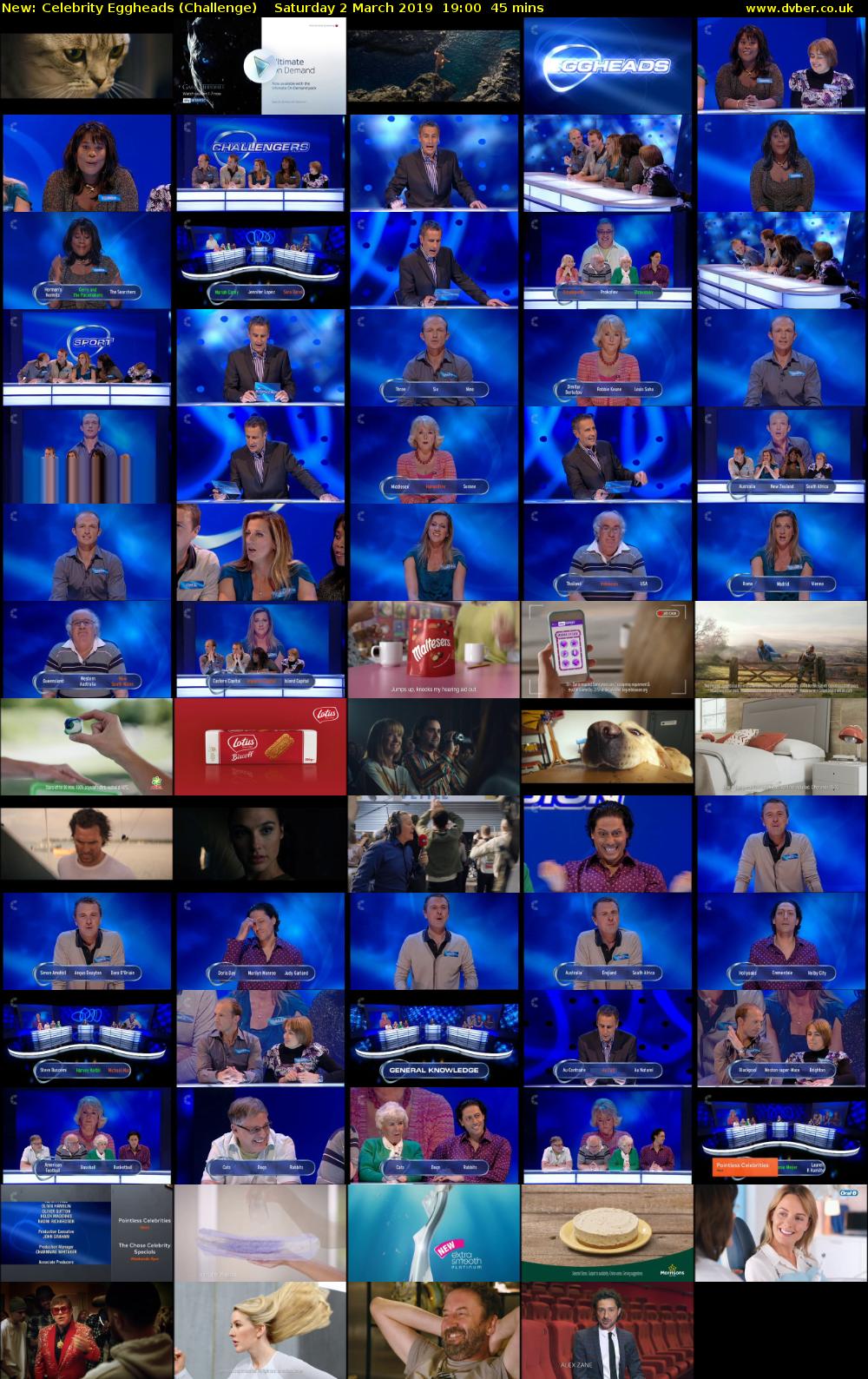 Celebrity Eggheads (Challenge) Saturday 2 March 2019 19:00 - 19:45