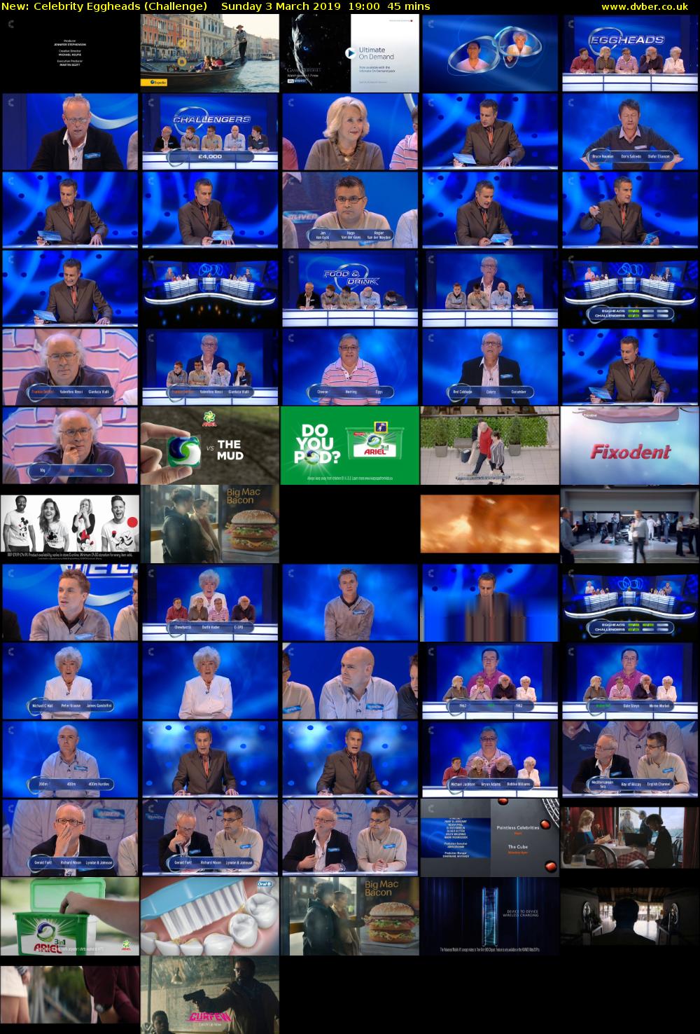 Celebrity Eggheads (Challenge) Sunday 3 March 2019 19:00 - 19:45
