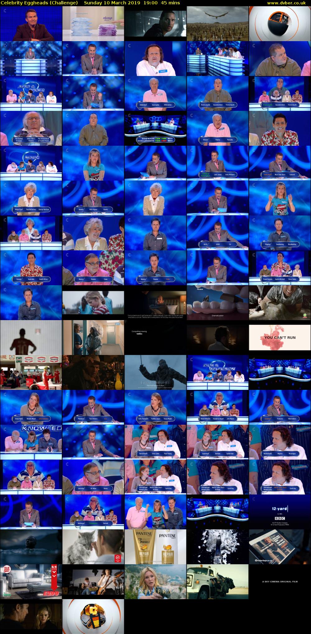 Celebrity Eggheads (Challenge) Sunday 10 March 2019 19:00 - 19:45
