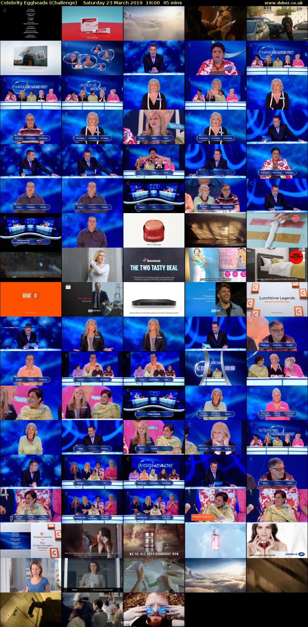 Celebrity Eggheads (Challenge) Saturday 23 March 2019 19:00 - 19:45