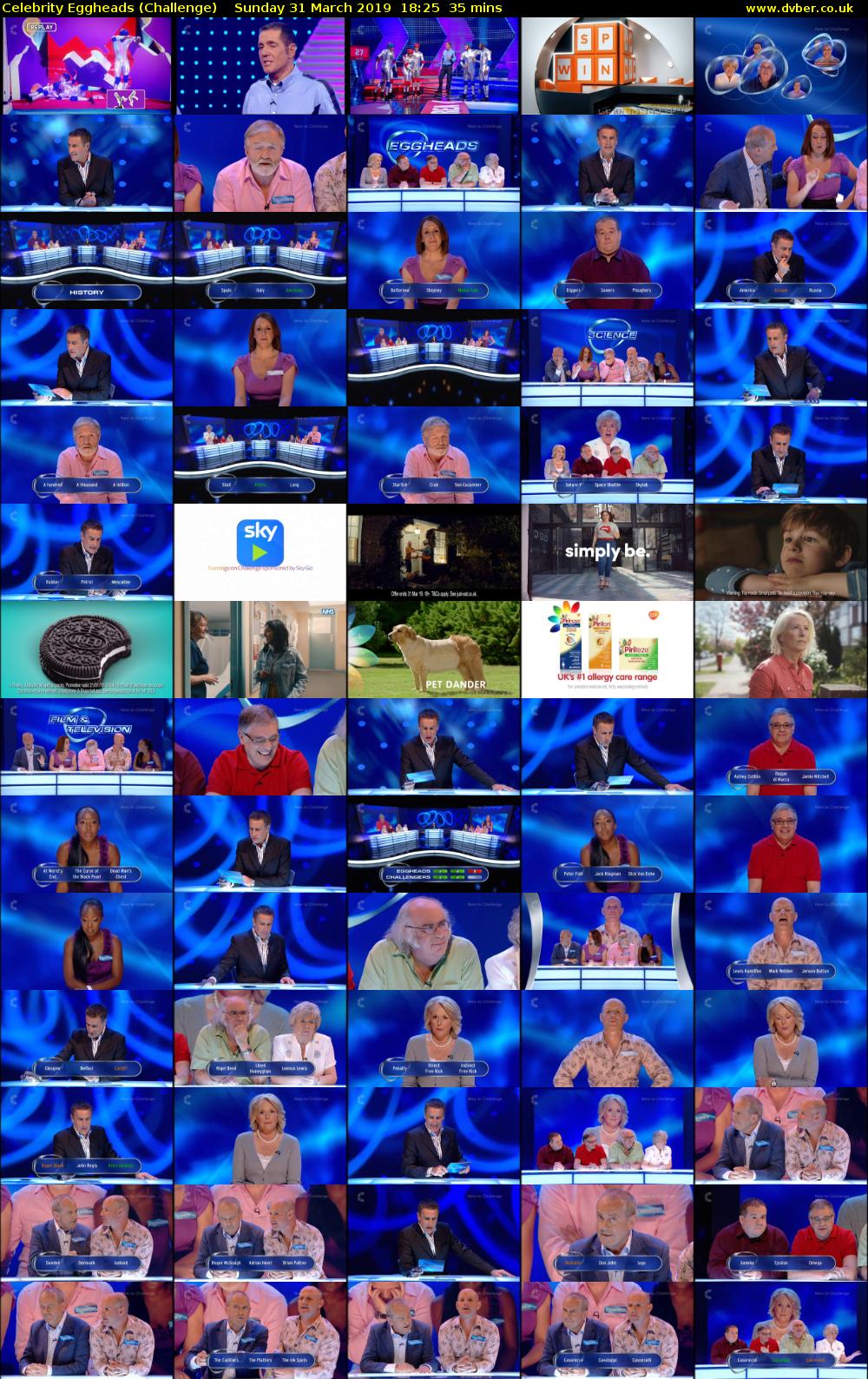 Celebrity Eggheads (Challenge) Sunday 31 March 2019 18:25 - 19:00