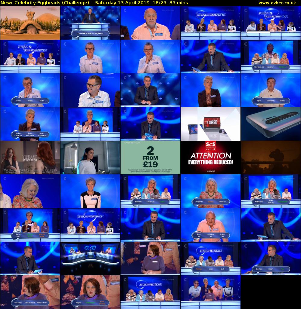 Celebrity Eggheads (Challenge) Saturday 13 April 2019 18:25 - 19:00