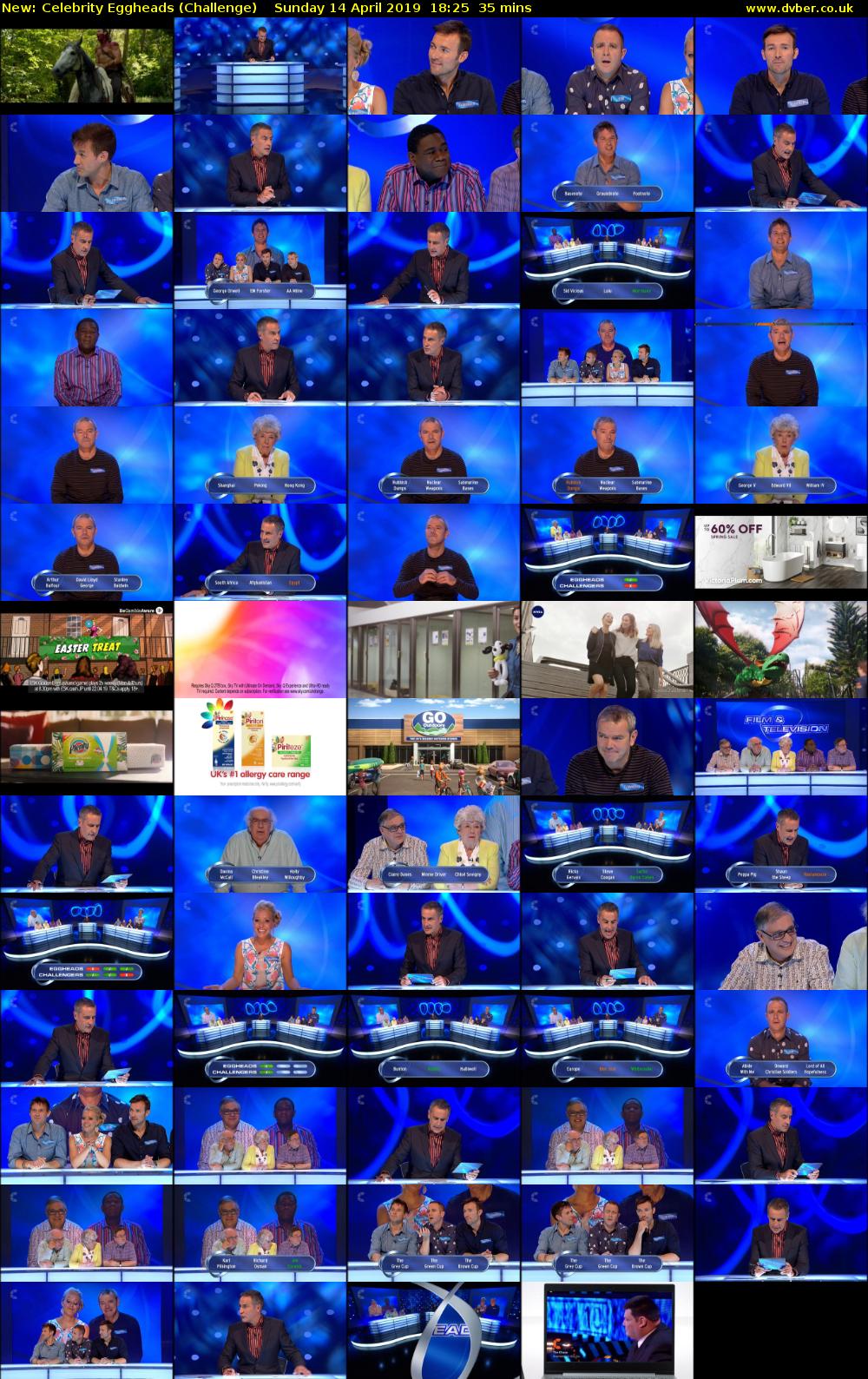 Celebrity Eggheads (Challenge) Sunday 14 April 2019 18:25 - 19:00