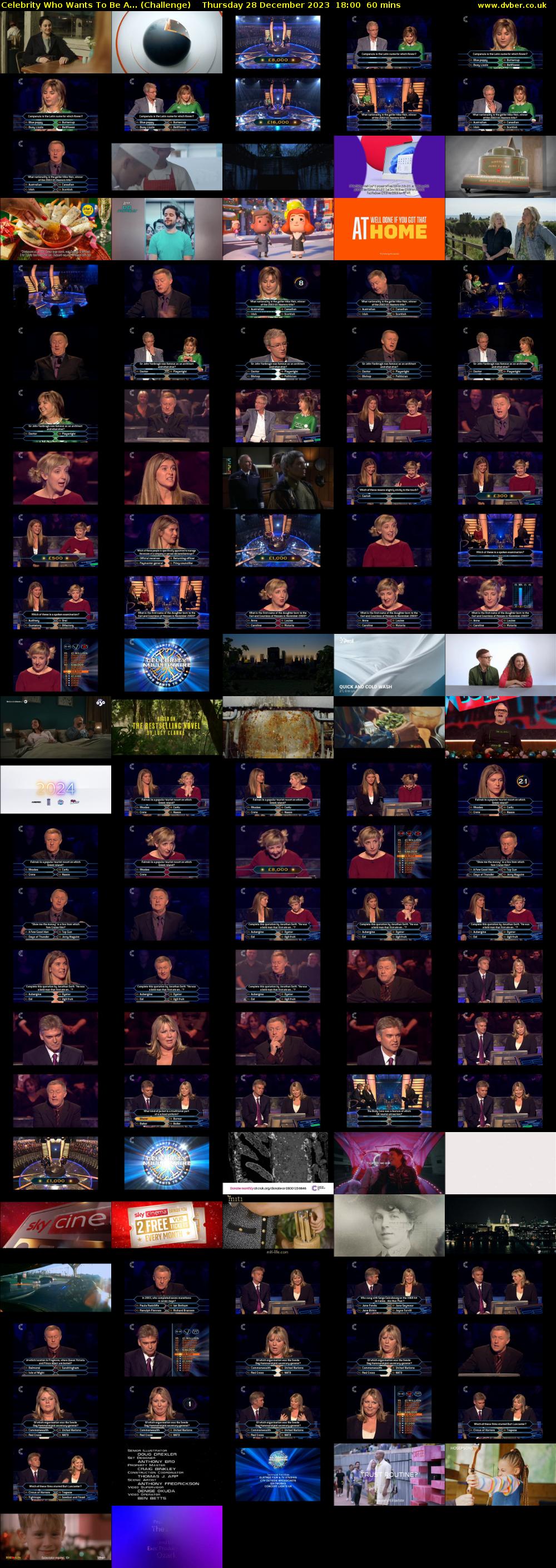 Celebrity Who Wants To Be A... (Challenge) Thursday 28 December 2023 18:00 - 19:00