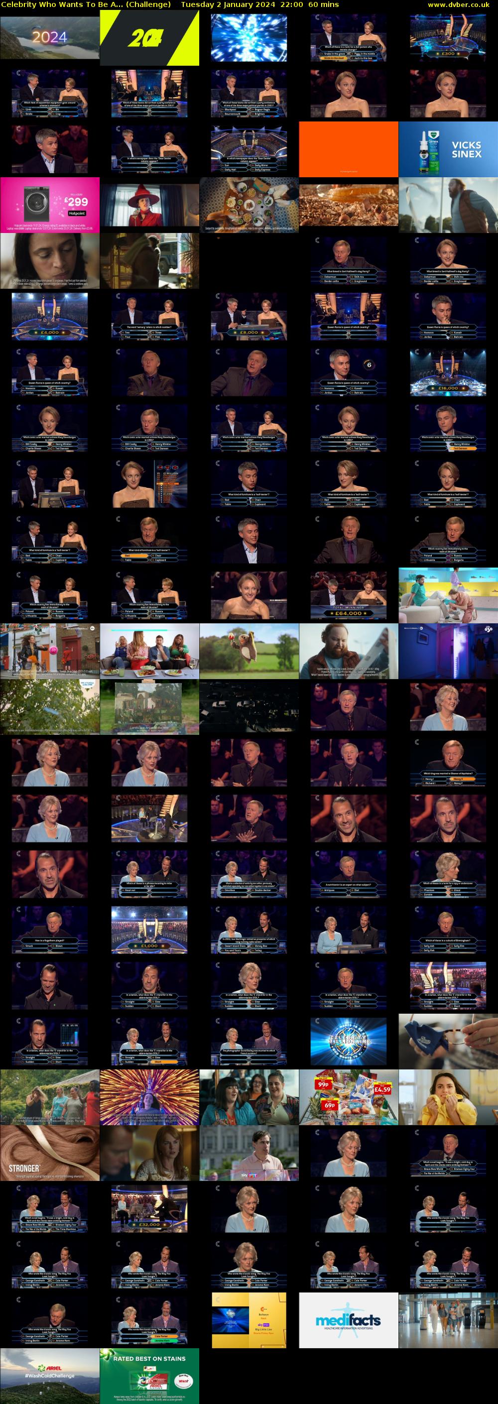 Celebrity Who Wants To Be A... (Challenge) Tuesday 2 January 2024 22:00 - 23:00