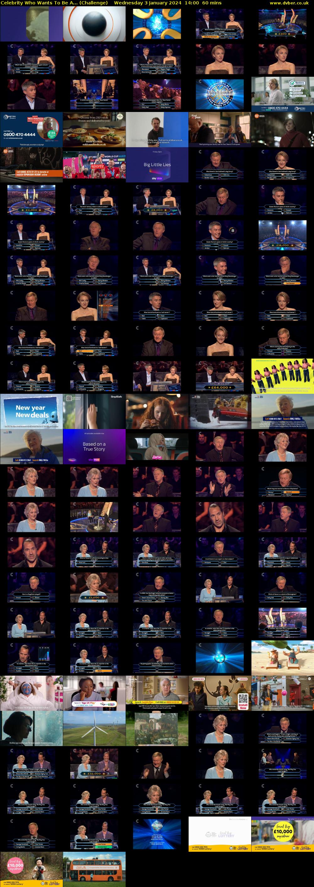 Celebrity Who Wants To Be A... (Challenge) Wednesday 3 January 2024 14:00 - 15:00