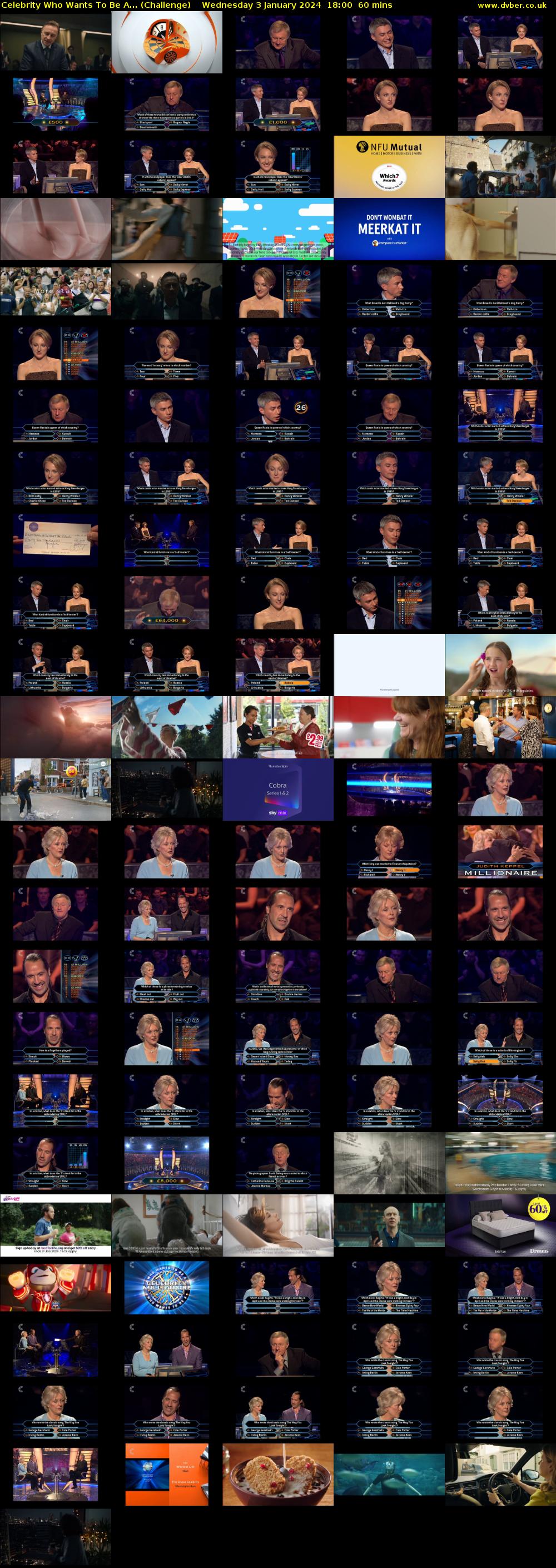 Celebrity Who Wants To Be A... (Challenge) Wednesday 3 January 2024 18:00 - 19:00