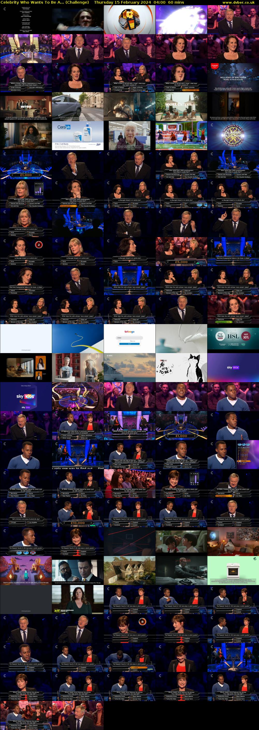 Celebrity Who Wants To Be A... (Challenge) Thursday 15 February 2024 04:00 - 05:00