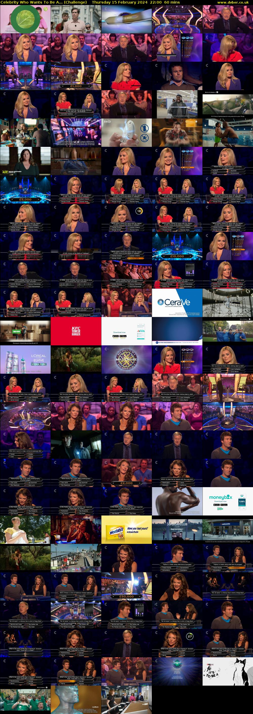 Celebrity Who Wants To Be A... (Challenge) Thursday 15 February 2024 22:00 - 23:00
