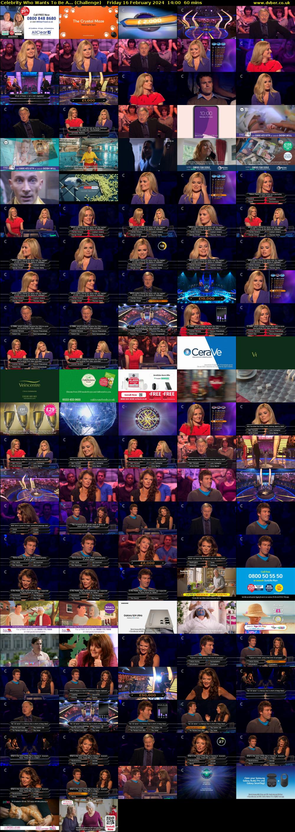 Celebrity Who Wants To Be A... (Challenge) Friday 16 February 2024 14:00 - 15:00