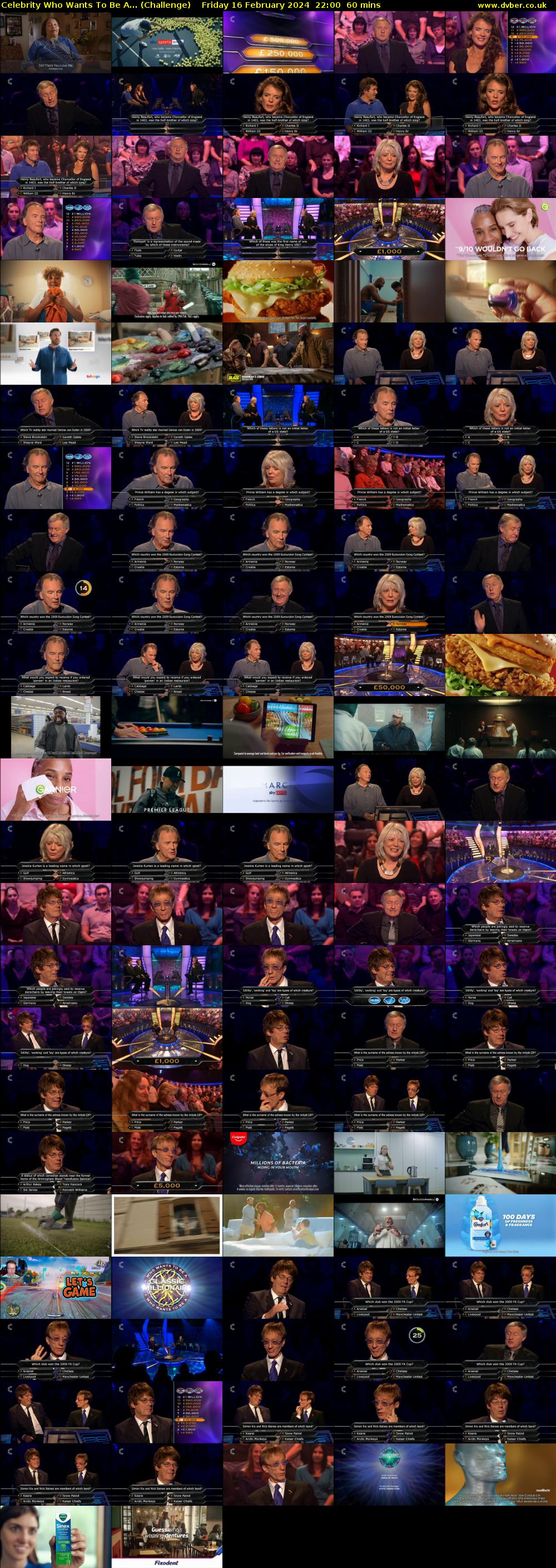 Celebrity Who Wants To Be A... (Challenge) Friday 16 February 2024 22:00 - 23:00