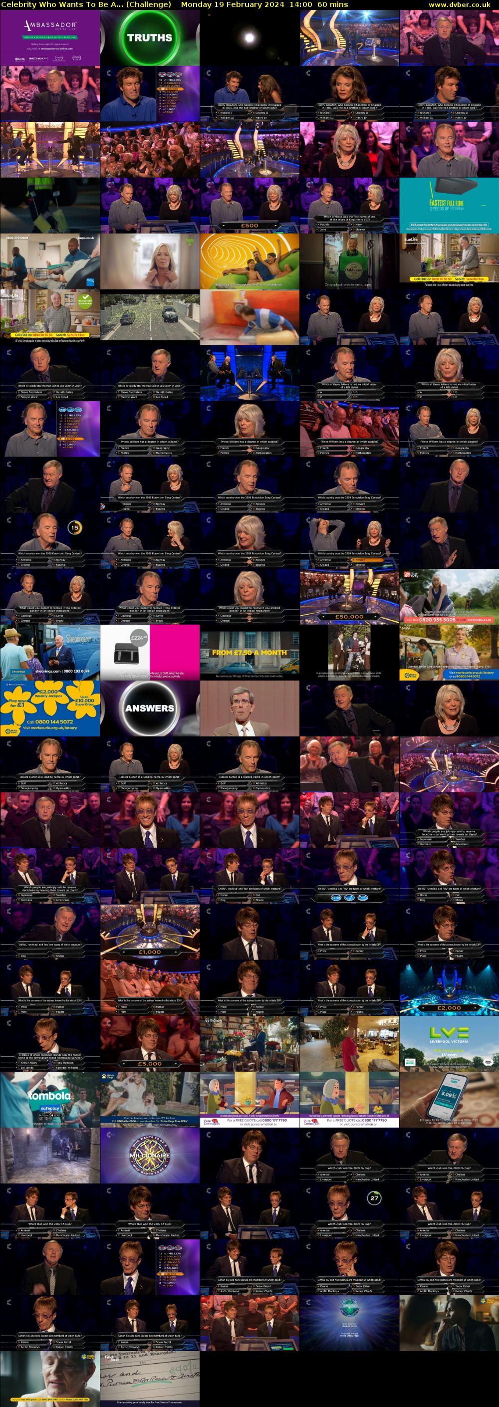 Celebrity Who Wants To Be A... (Challenge) Monday 19 February 2024 14:00 - 15:00
