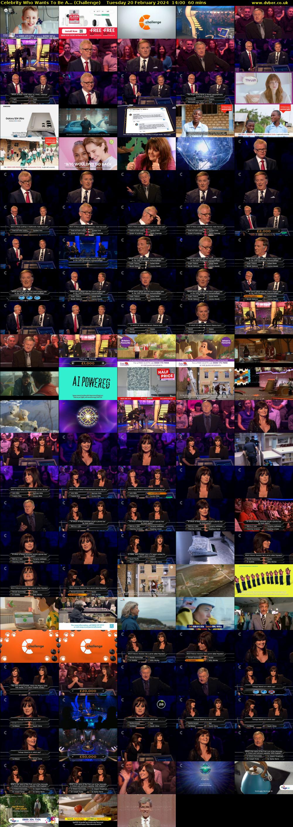 Celebrity Who Wants To Be A... (Challenge) Tuesday 20 February 2024 14:00 - 15:00