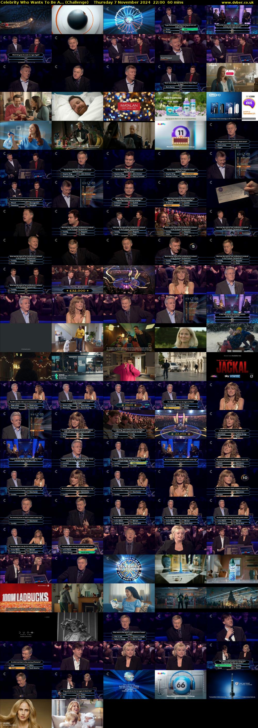 Celebrity Who Wants To Be A... (Challenge) Thursday 7 November 2024 22:00 - 23:00