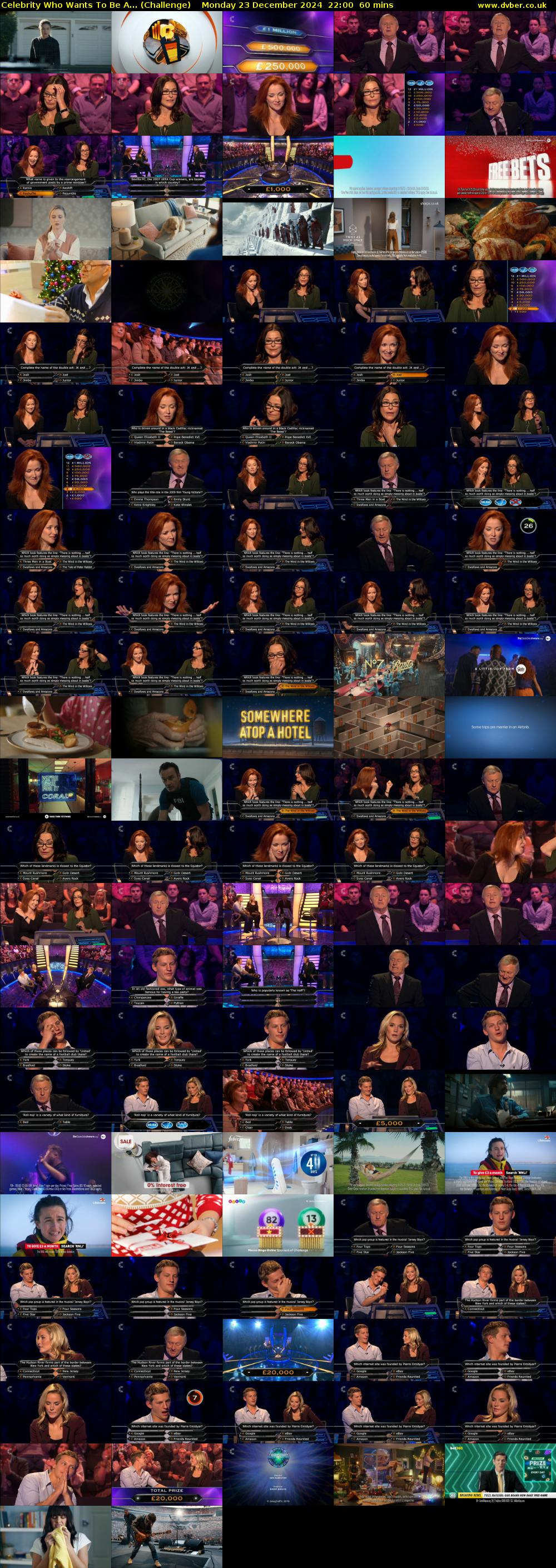 Celebrity Who Wants To Be A... (Challenge) Monday 23 December 2024 22:00 - 23:00