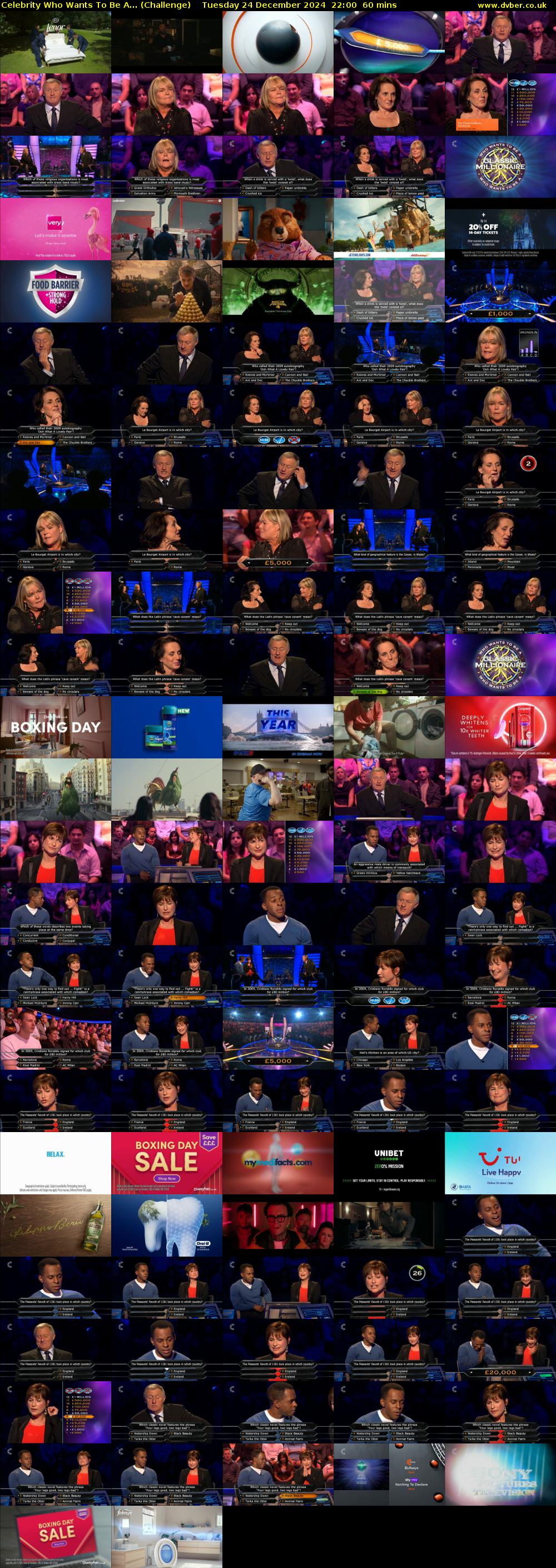 Celebrity Who Wants To Be A... (Challenge) Tuesday 24 December 2024 22:00 - 23:00