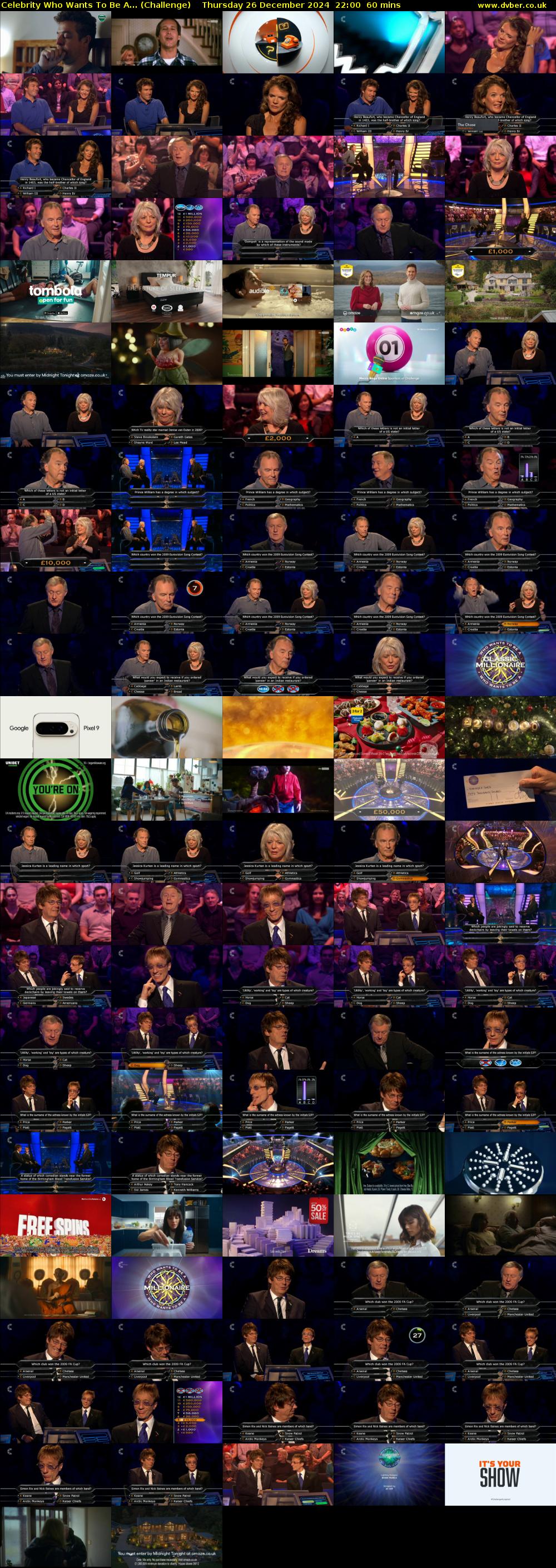 Celebrity Who Wants To Be A... (Challenge) Thursday 26 December 2024 22:00 - 23:00