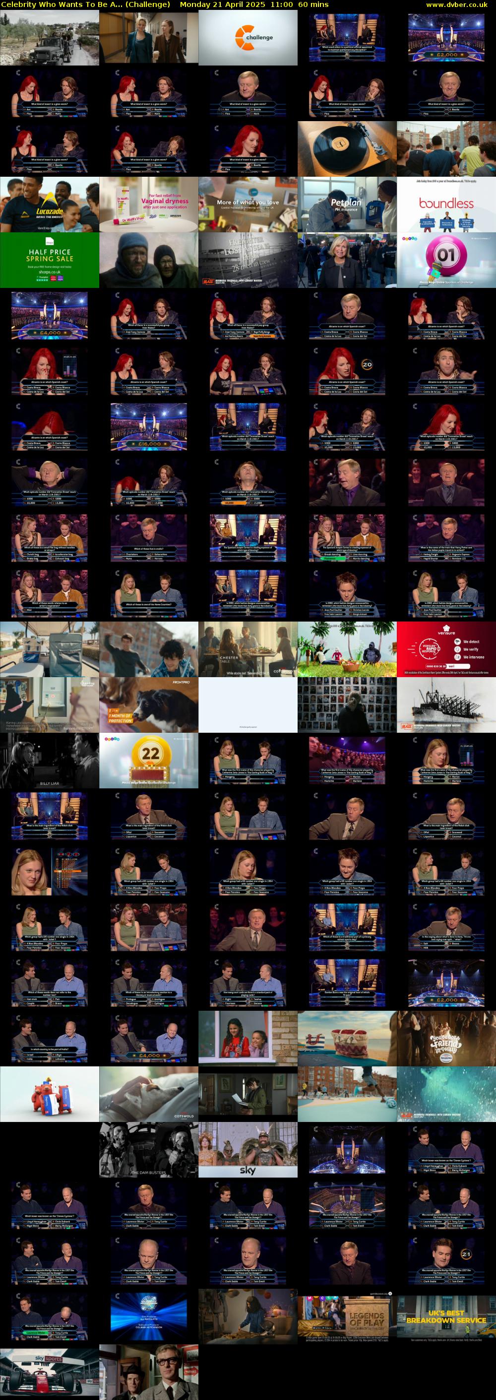 Celebrity Who Wants To Be A... (Challenge) Monday 21 April 2025 11:00 - 12:00