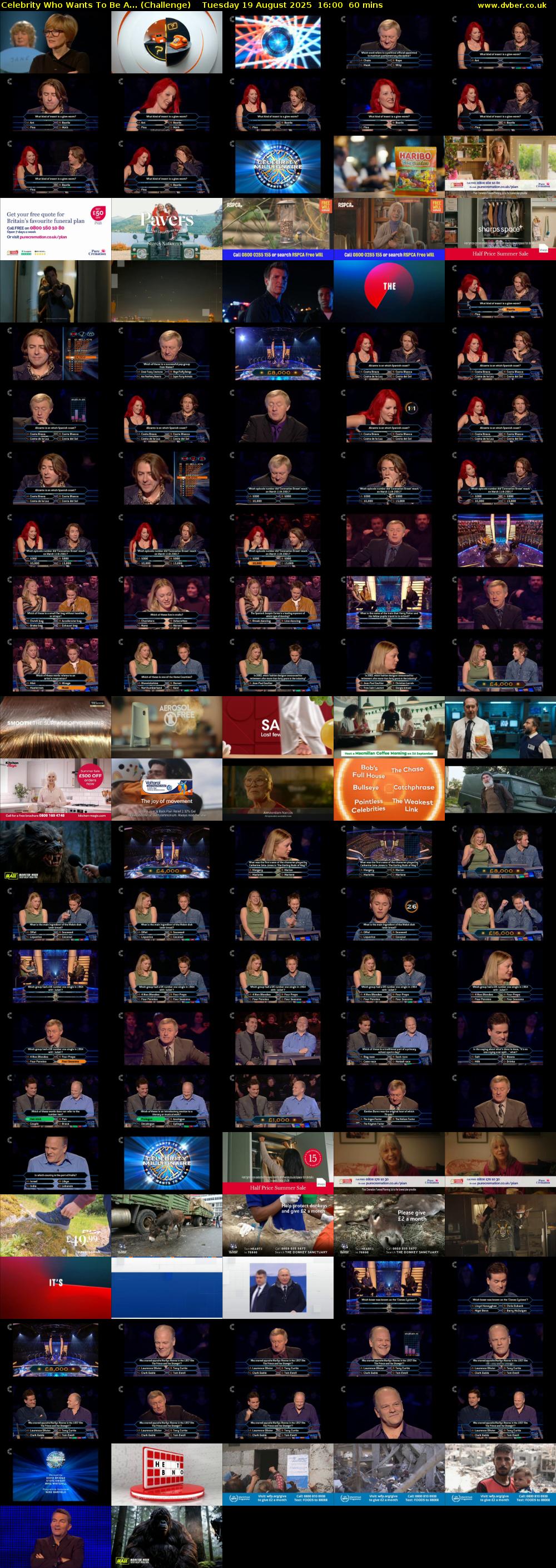 Celebrity Who Wants To Be A... (Challenge) Tuesday 19 August 2025 16:00 - 17:00