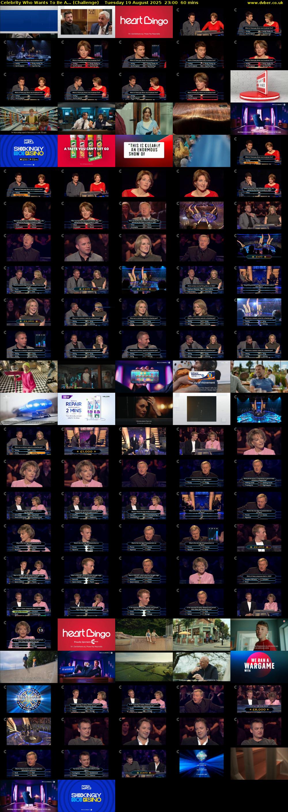 Celebrity Who Wants To Be A... (Challenge) Tuesday 19 August 2025 23:00 - 00:00