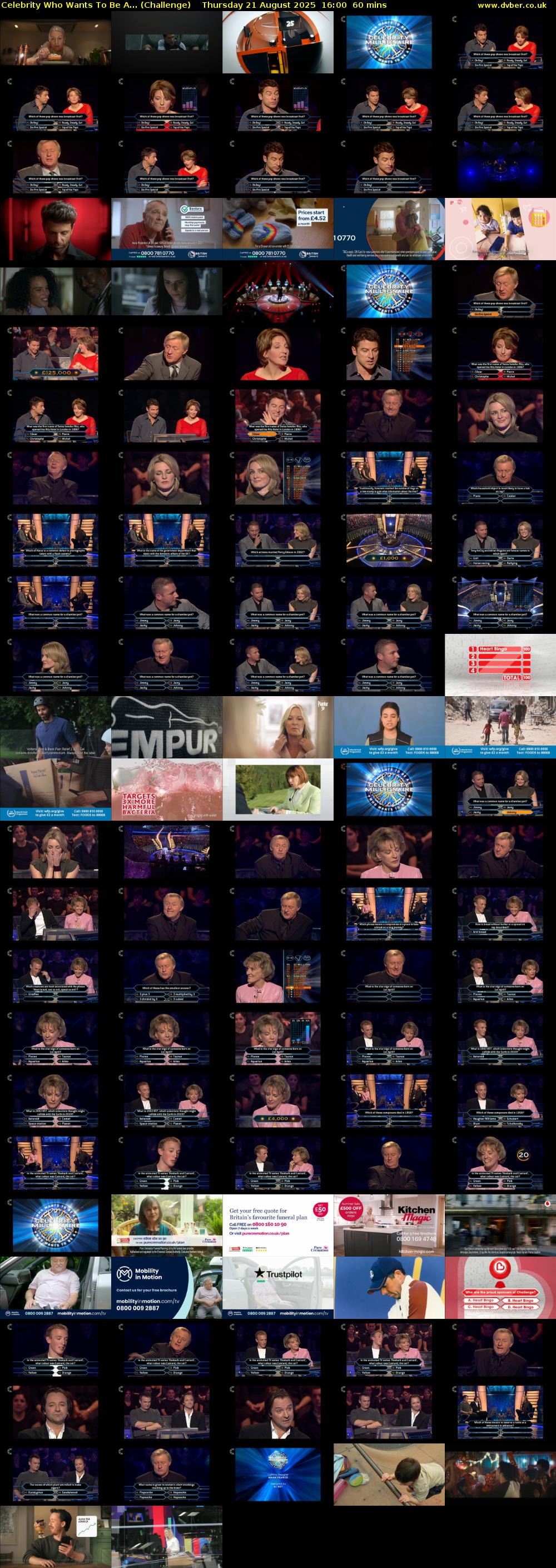 Celebrity Who Wants To Be A... (Challenge) Thursday 21 August 2025 16:00 - 17:00