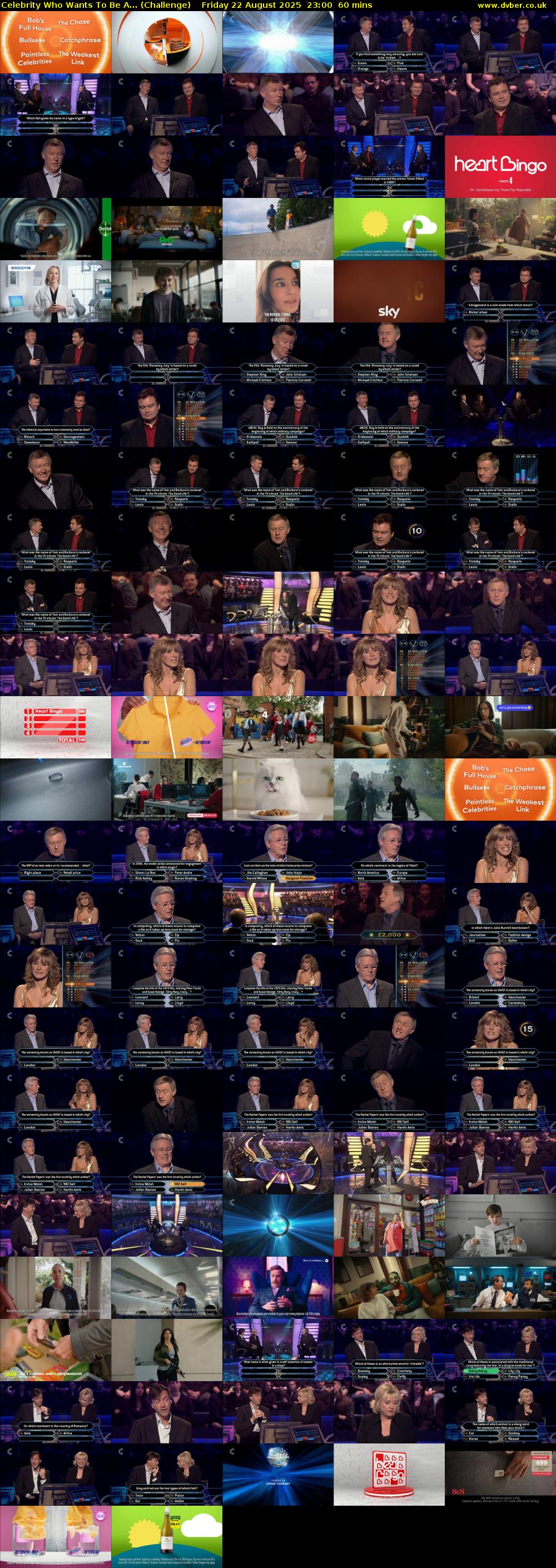 Celebrity Who Wants To Be A... (Challenge) Friday 22 August 2025 23:00 - 00:00