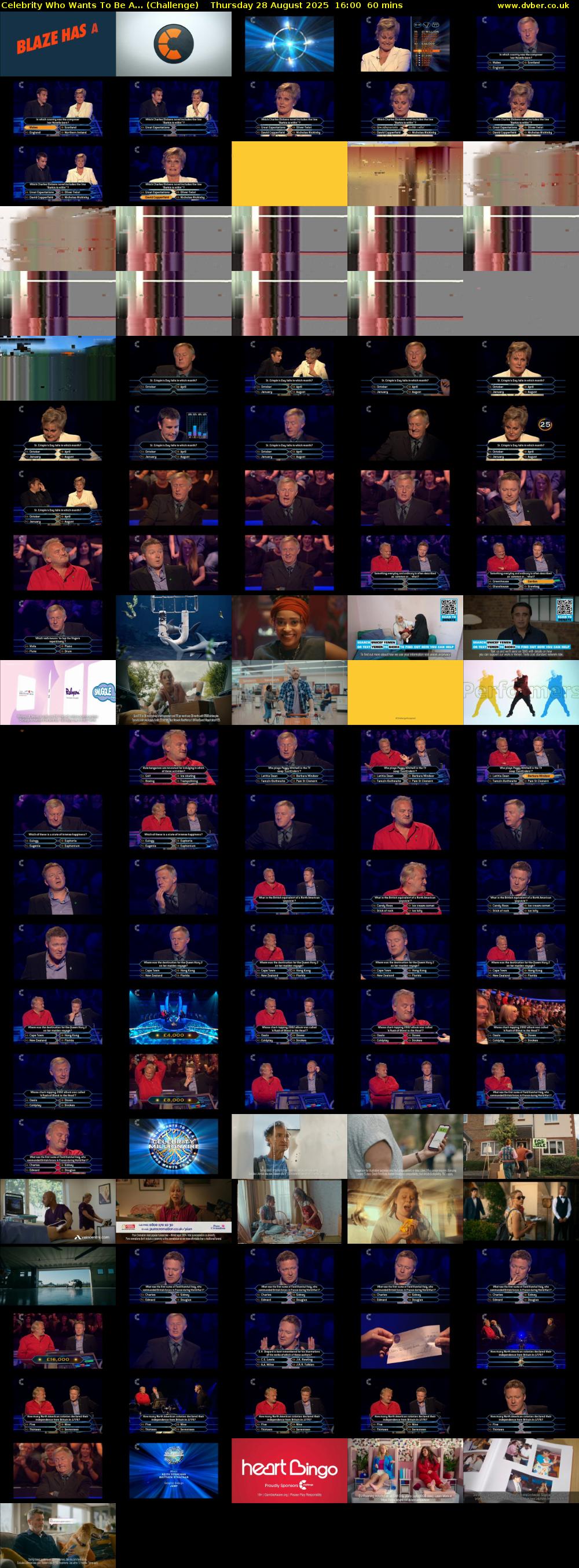 Celebrity Who Wants To Be A... (Challenge) Thursday 28 August 2025 16:00 - 17:00
