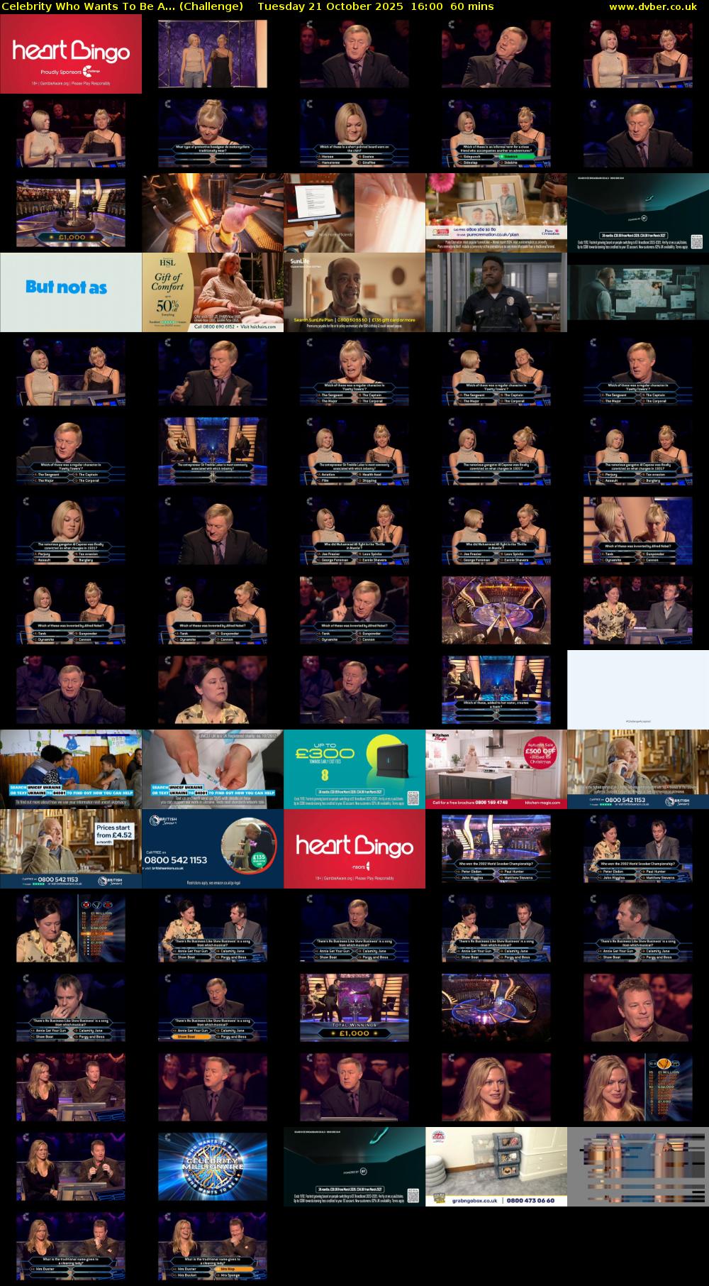 Celebrity Who Wants To Be A... (Challenge) Tuesday 21 October 2025 16:00 - 17:00
