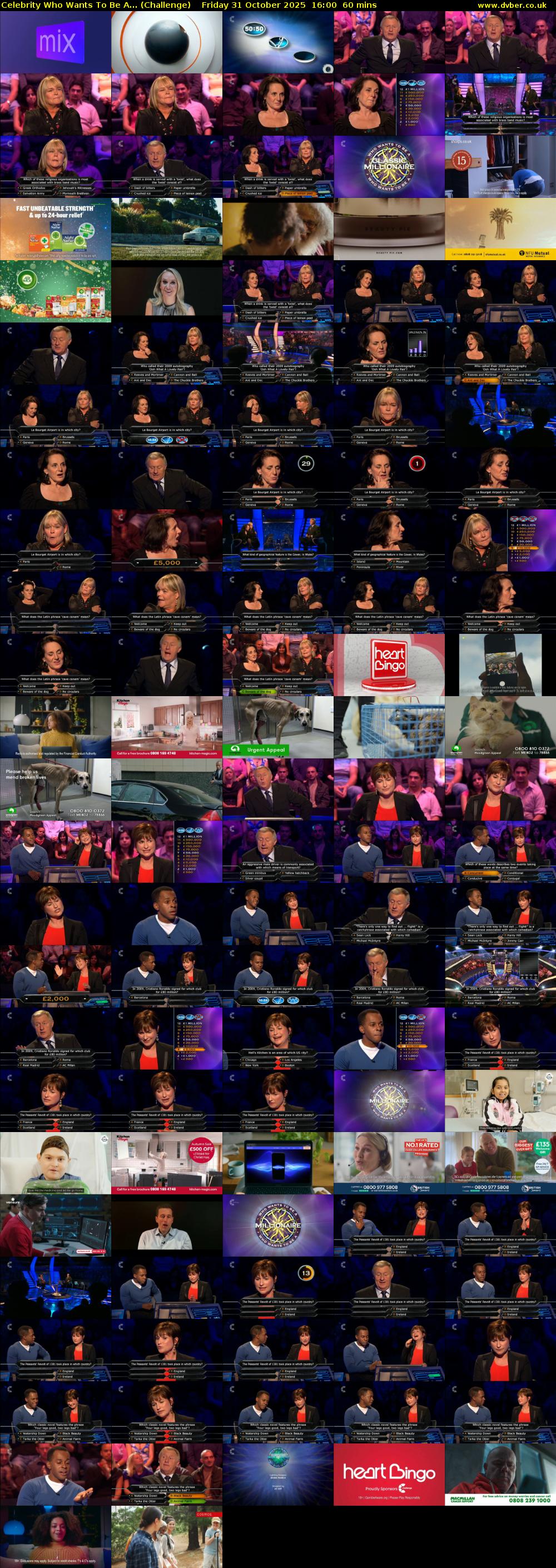 Celebrity Who Wants To Be A... (Challenge) Friday 31 October 2025 16:00 - 17:00