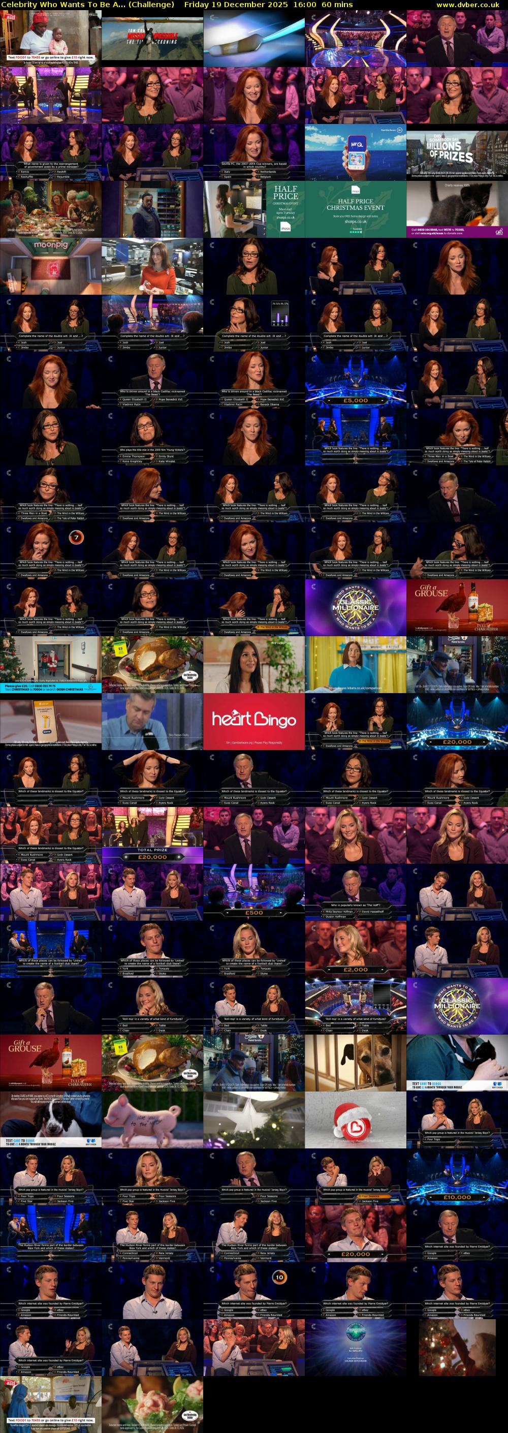 Celebrity Who Wants To Be A... (Challenge) Friday 19 December 2025 16:00 - 17:00